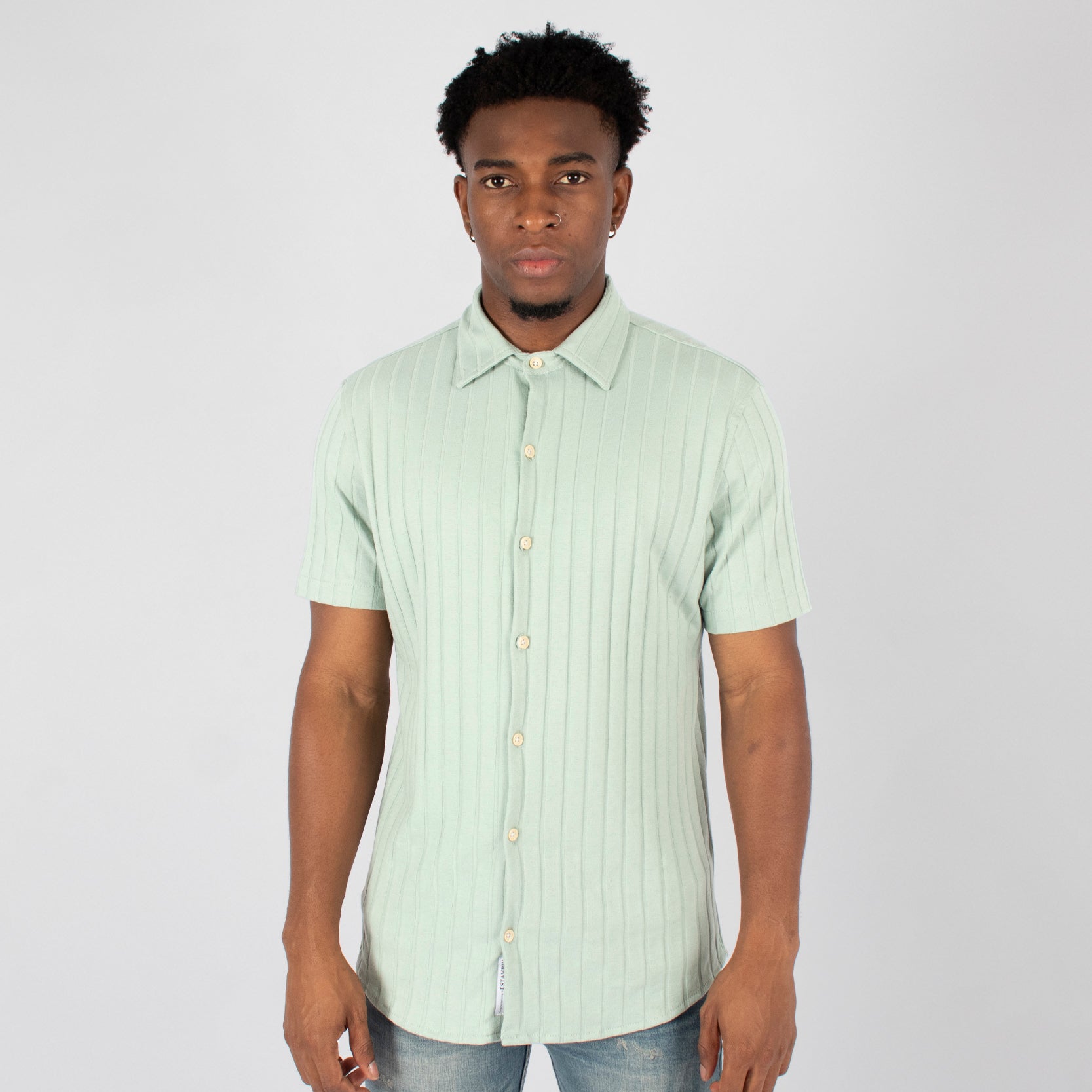 Camisa hombre rib verde