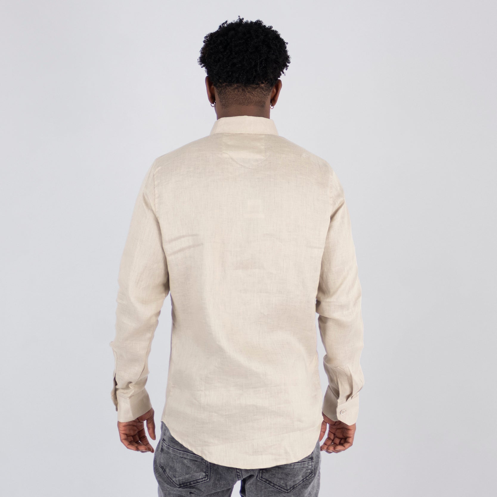 Camisa hombre manga larga  camel