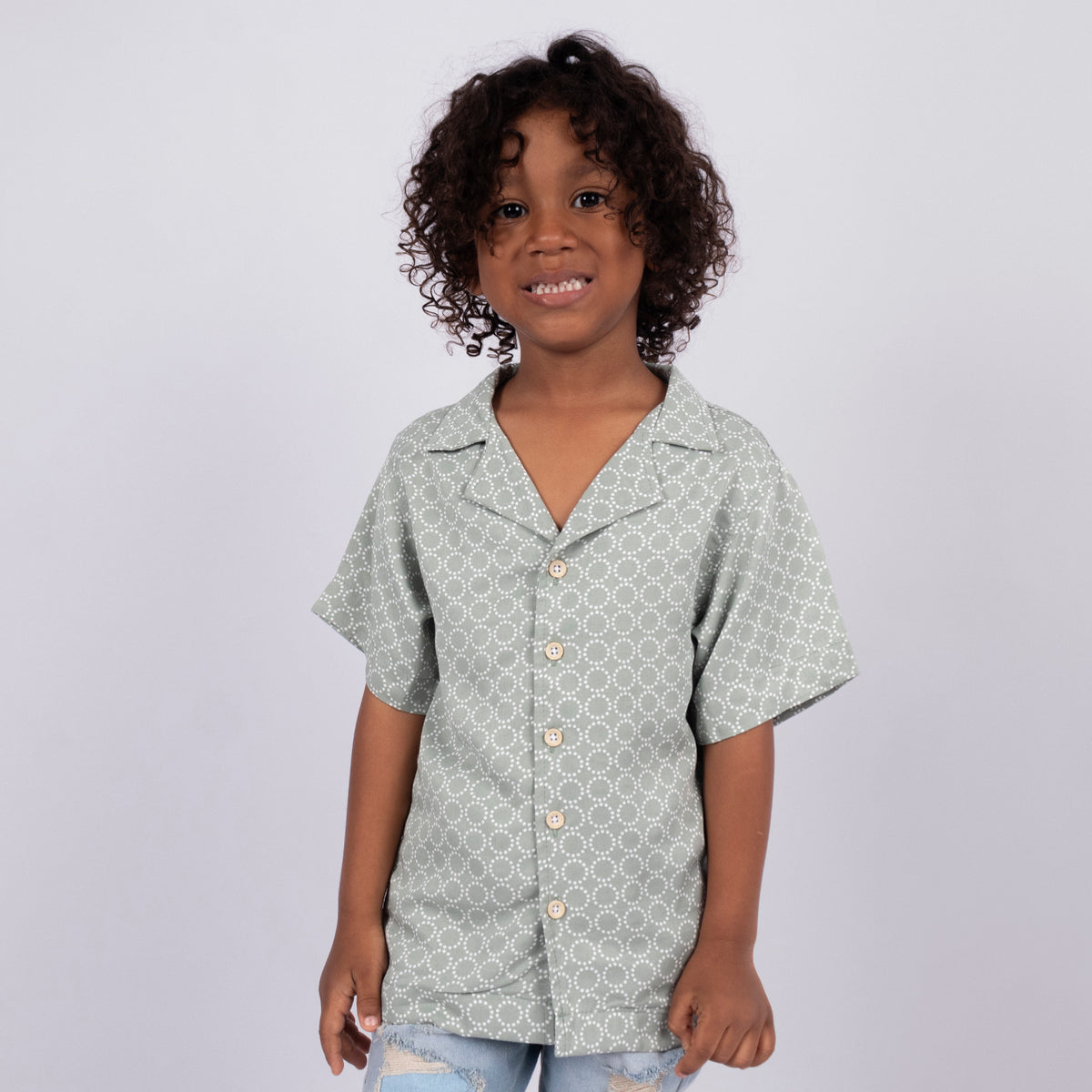 Camisa niño cuello verde