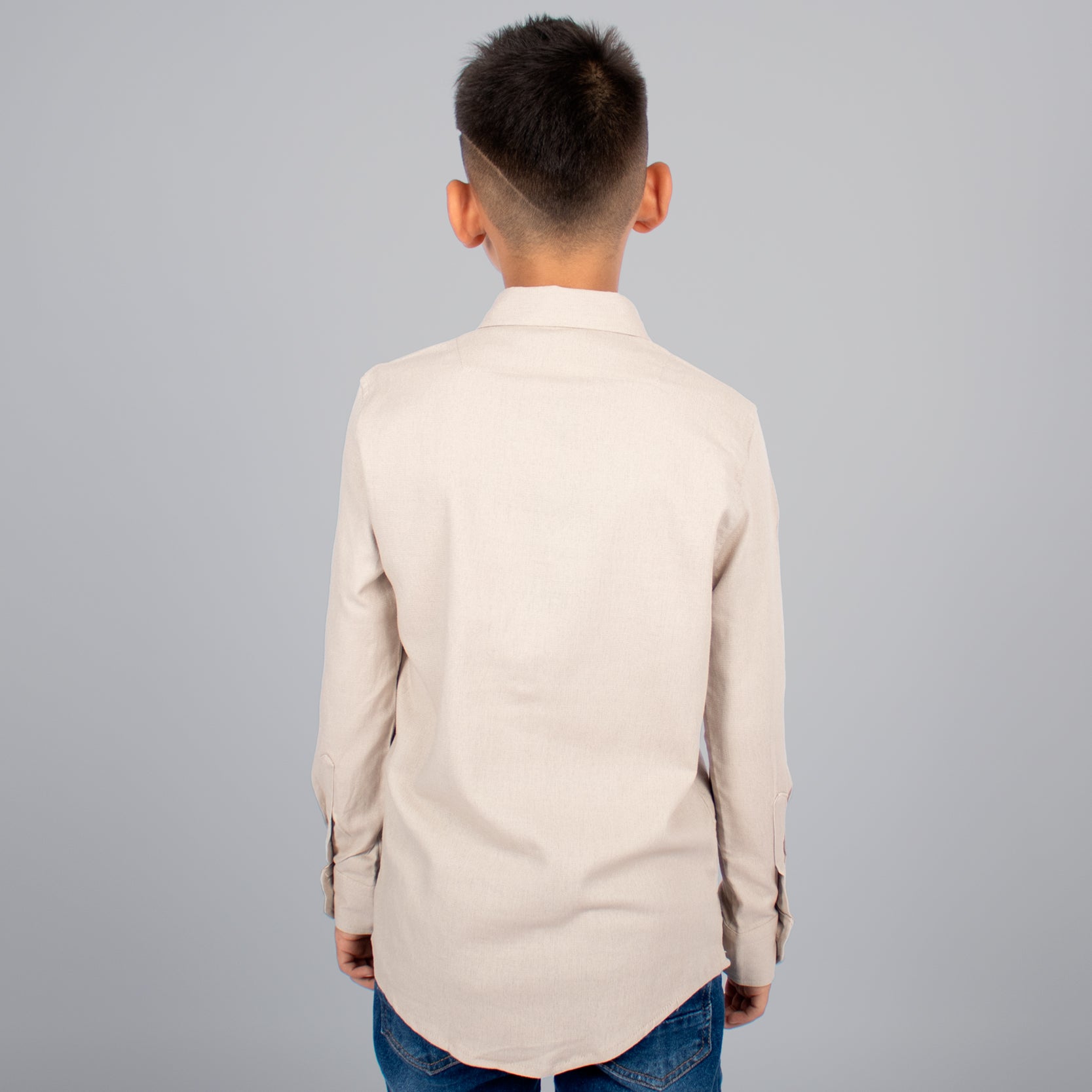 Camisa niño manga larga cafe