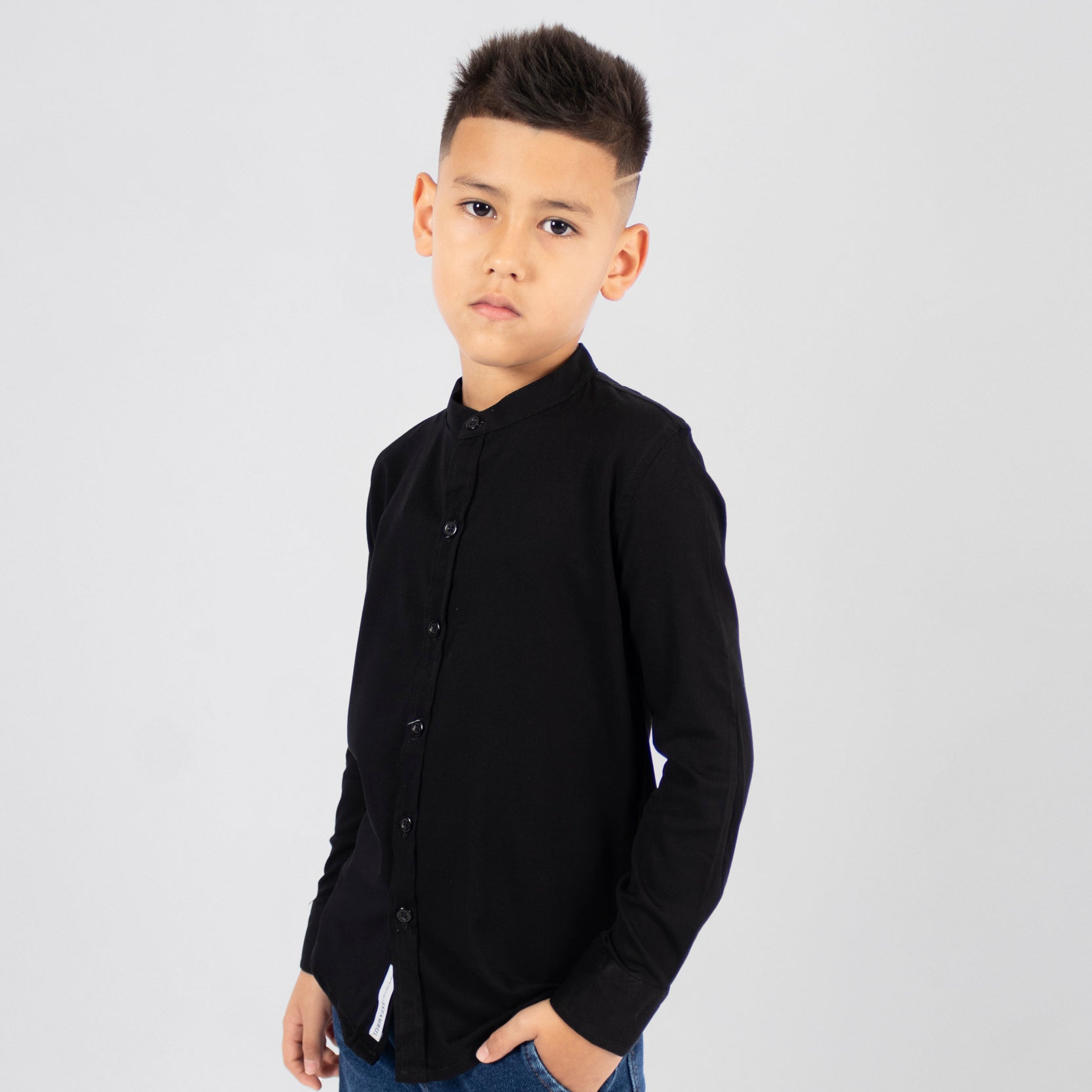 Camisa niño manga larga naru negro