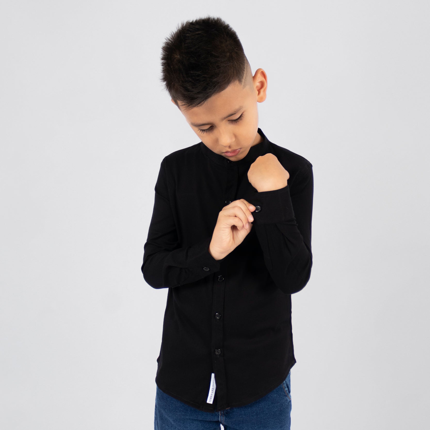 Camisa niño manga larga naru negro