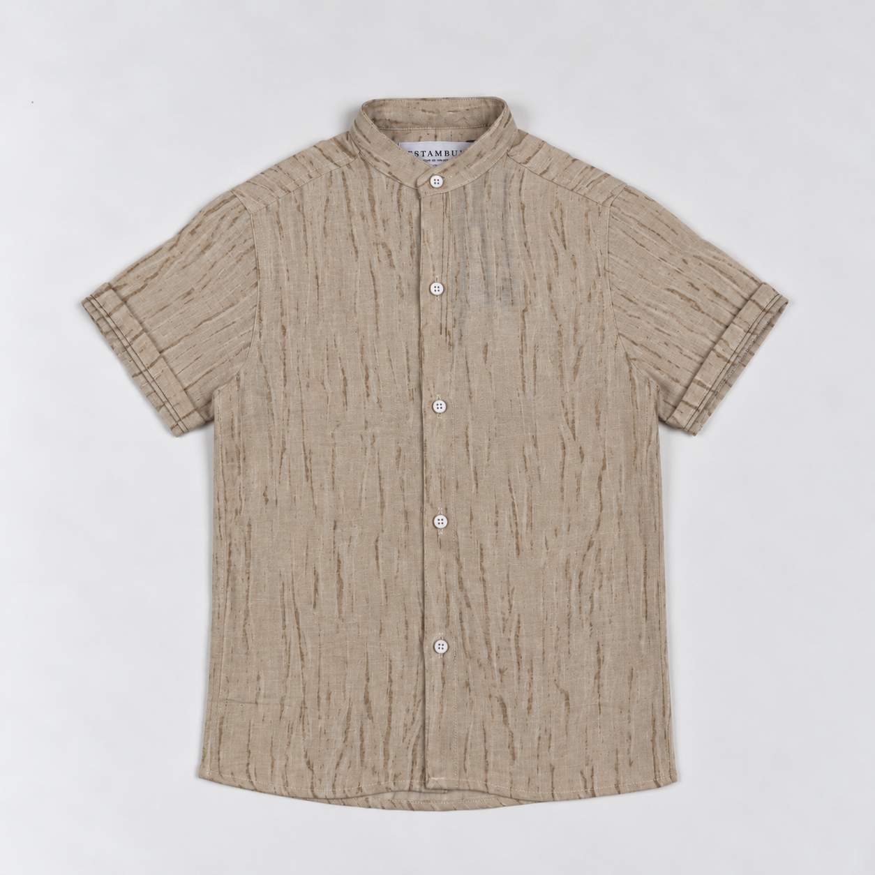 Camisa niño cuello neru beige