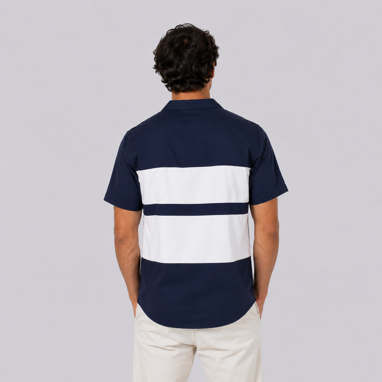 Camisa hombre cortes azul oscura