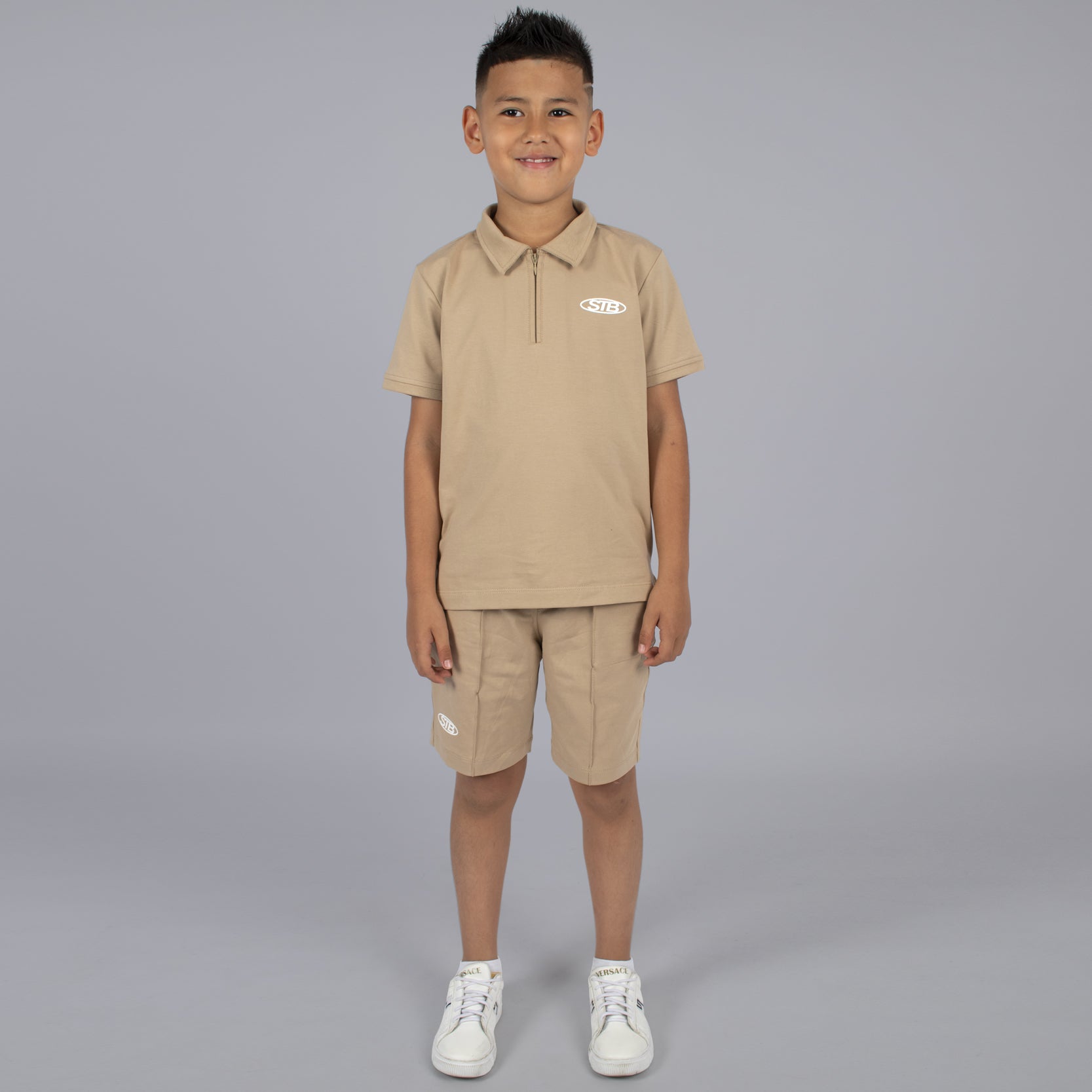 Conjunto niño polo cafe