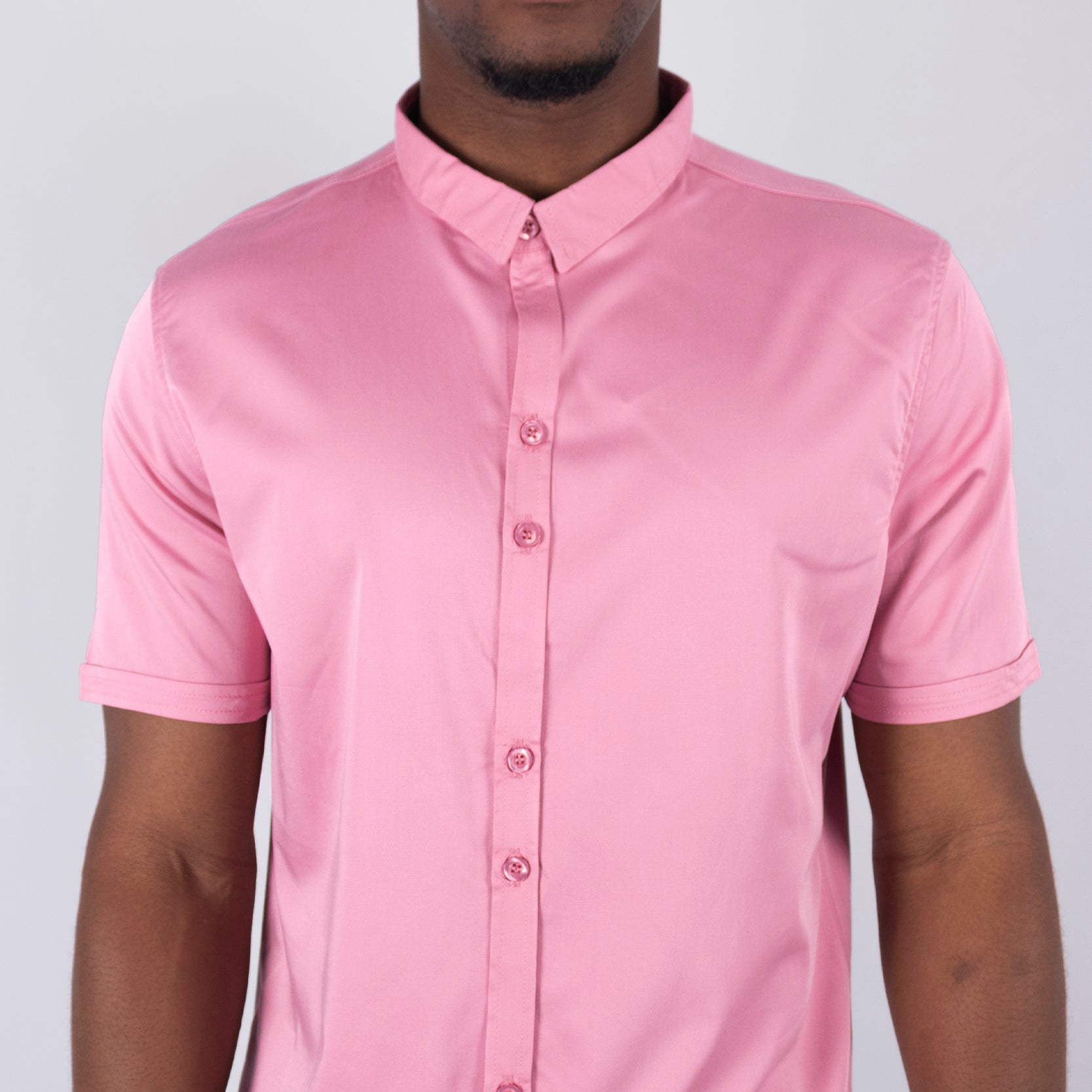 Camisa hombre basica cuello  rose