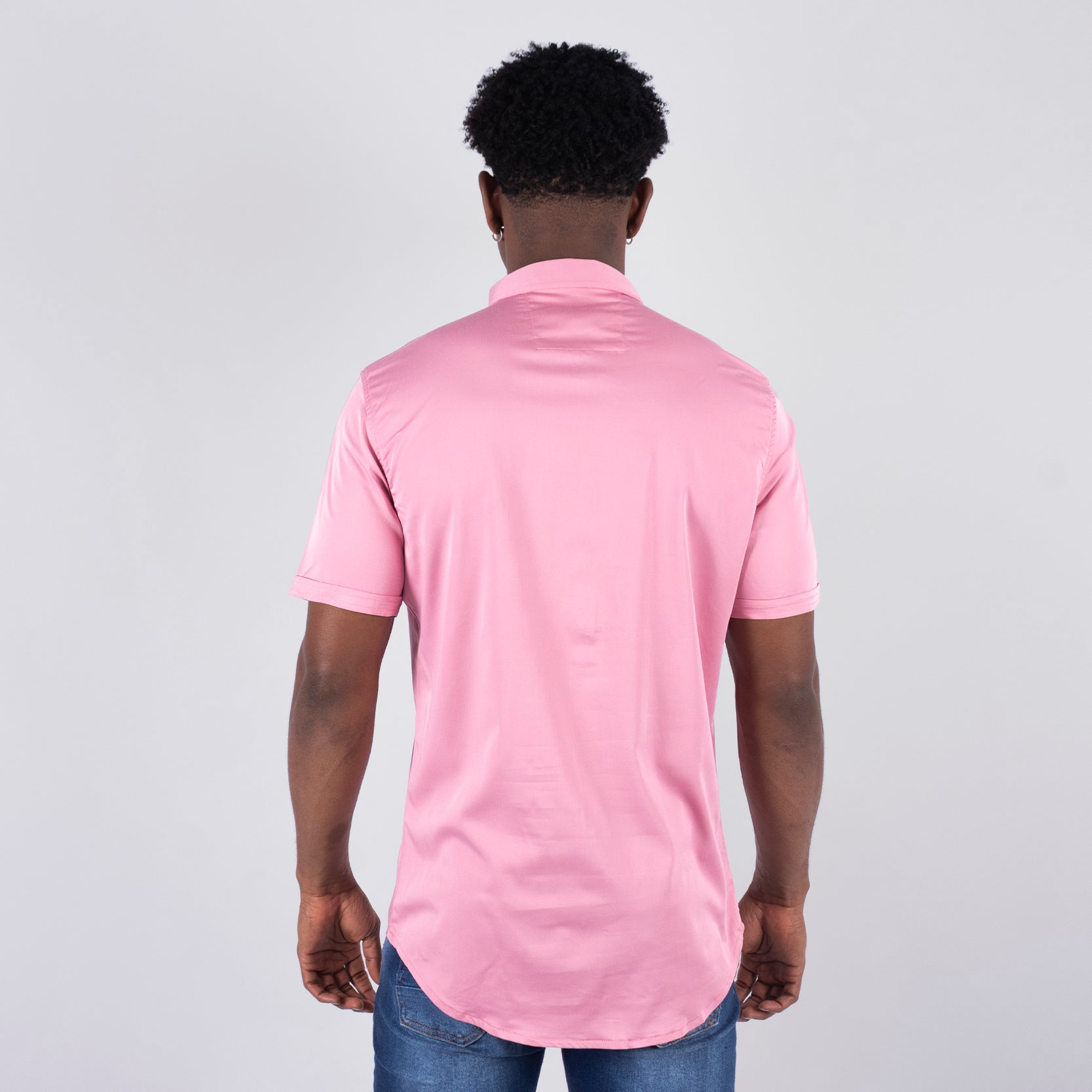 Camisa hombre basica cuello  rose