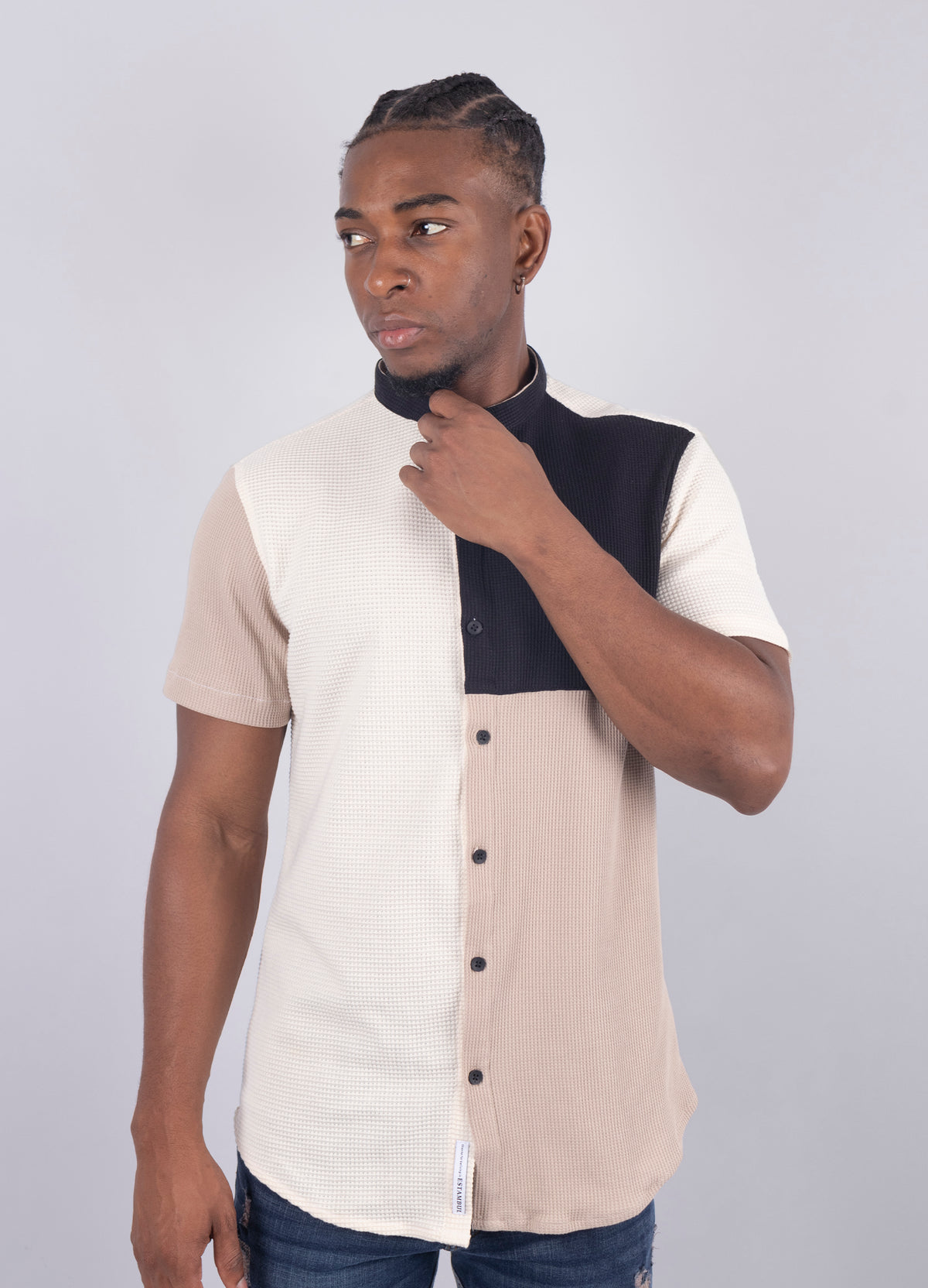 Camisa hombre Textura  Beige