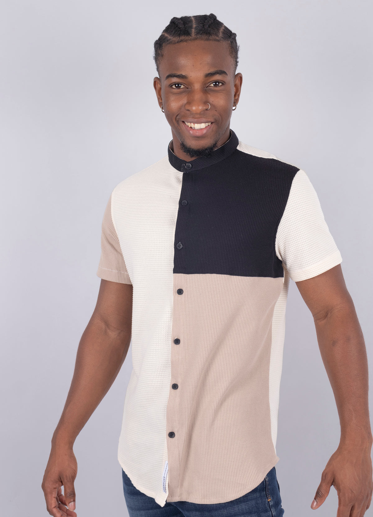 Camisa hombre Textura  Beige