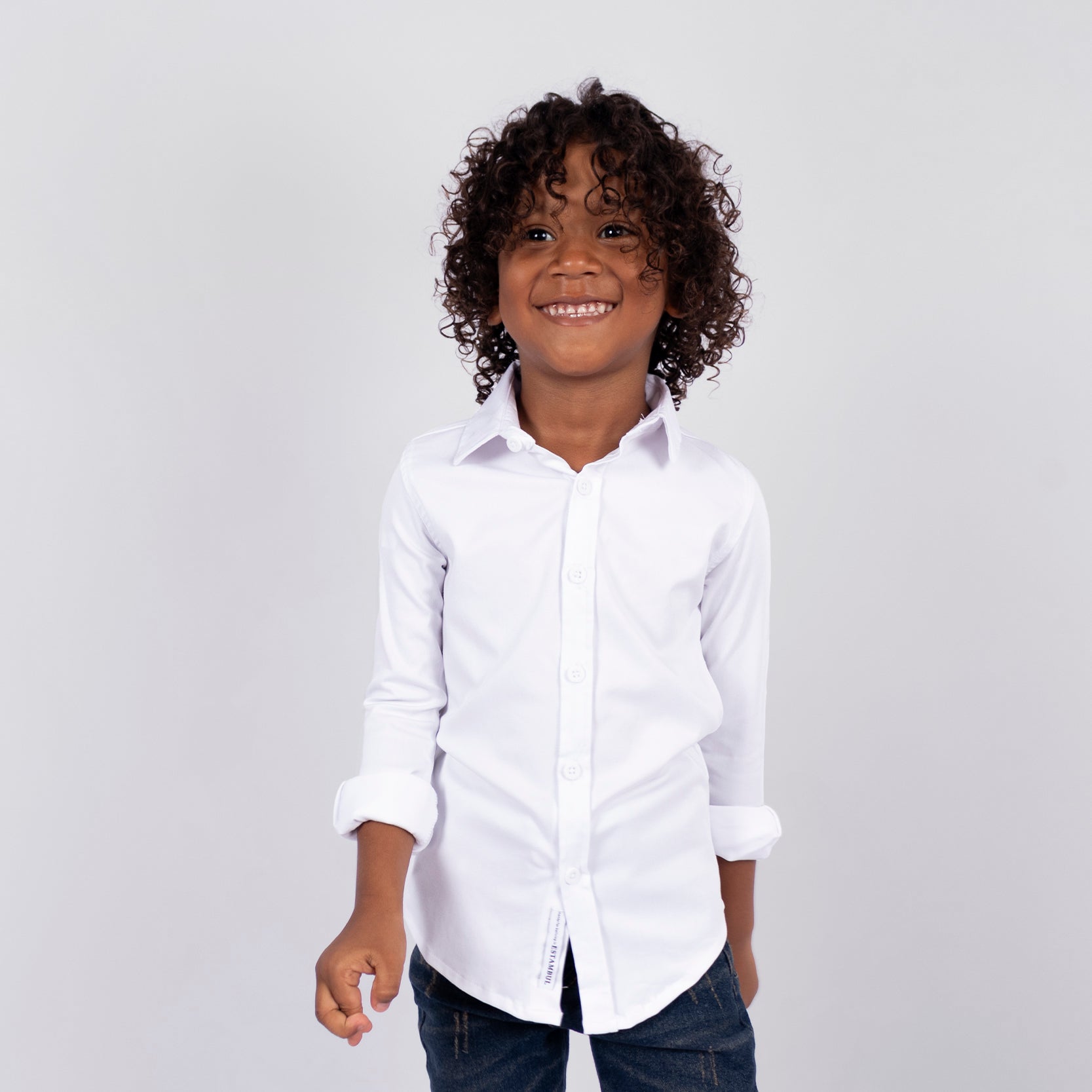 Camisa niño Ml cuello blanca