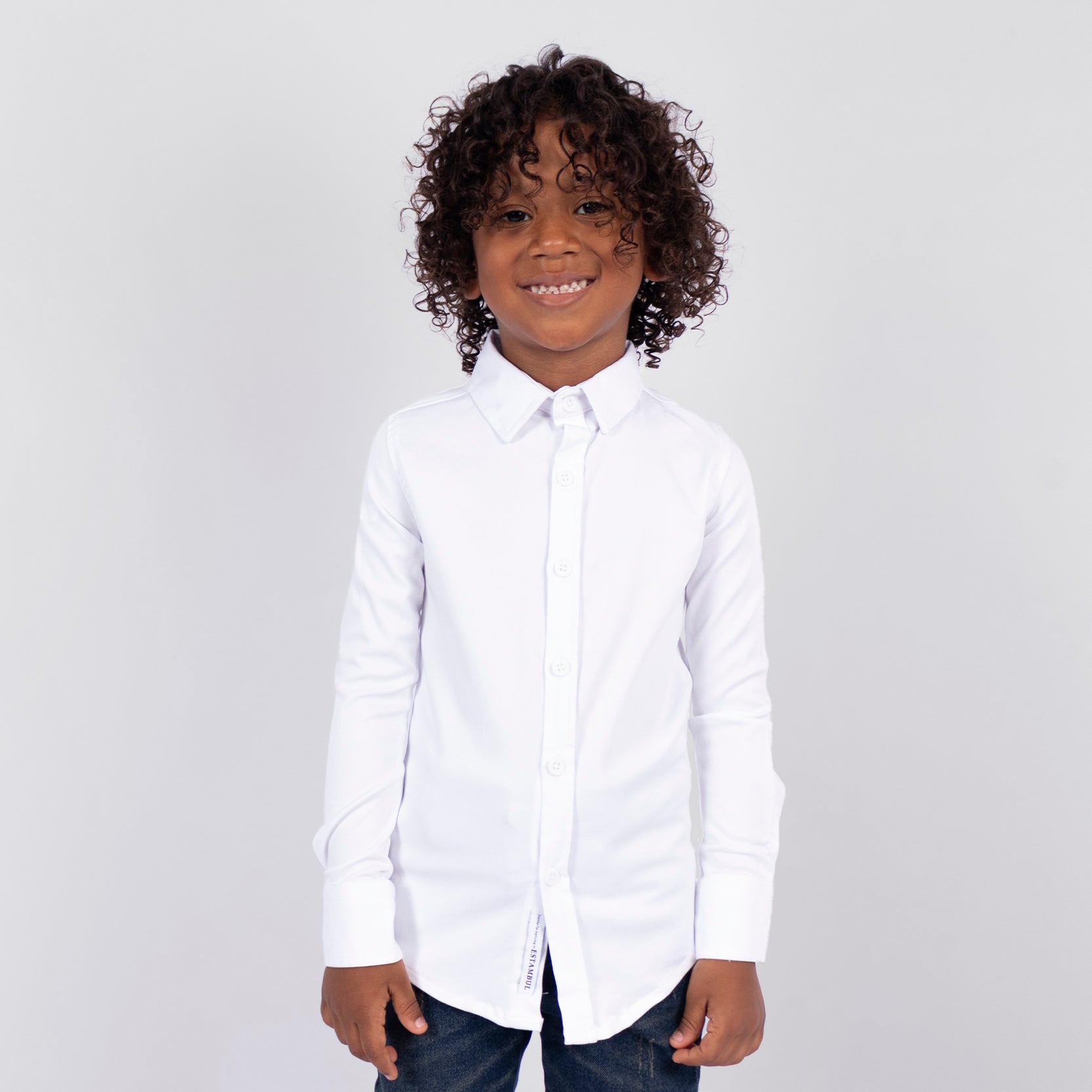 Camisa niño Ml cuello blanca