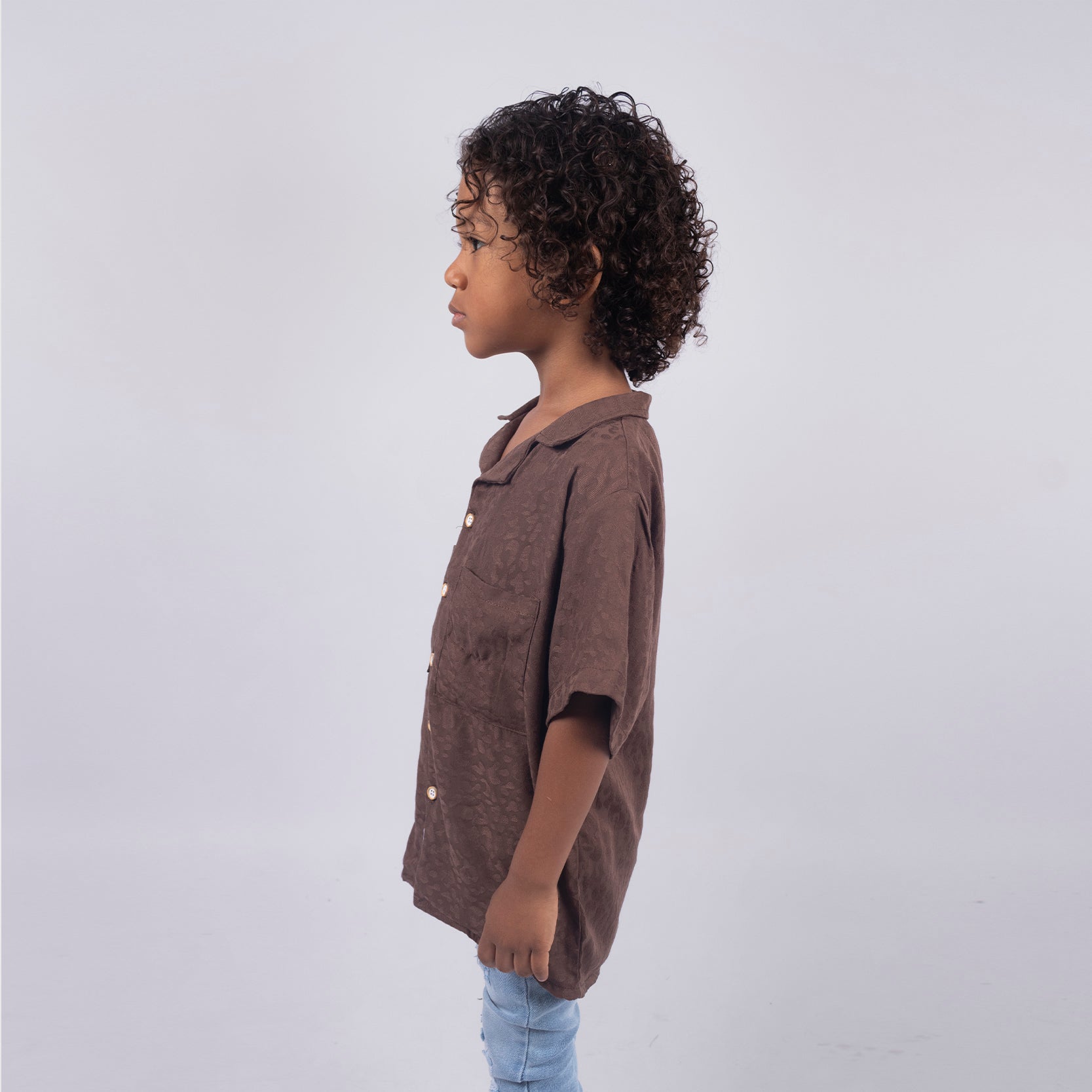 Camisa niño Oversize Cuello Cafe