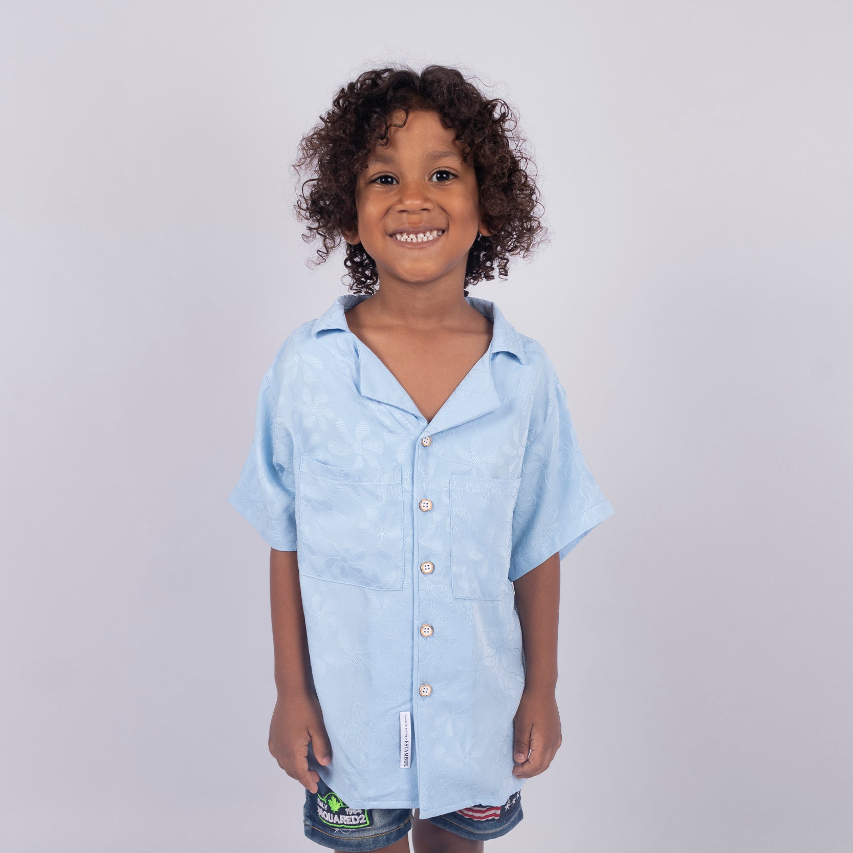 Camisa niño Oversize Cuello Azul