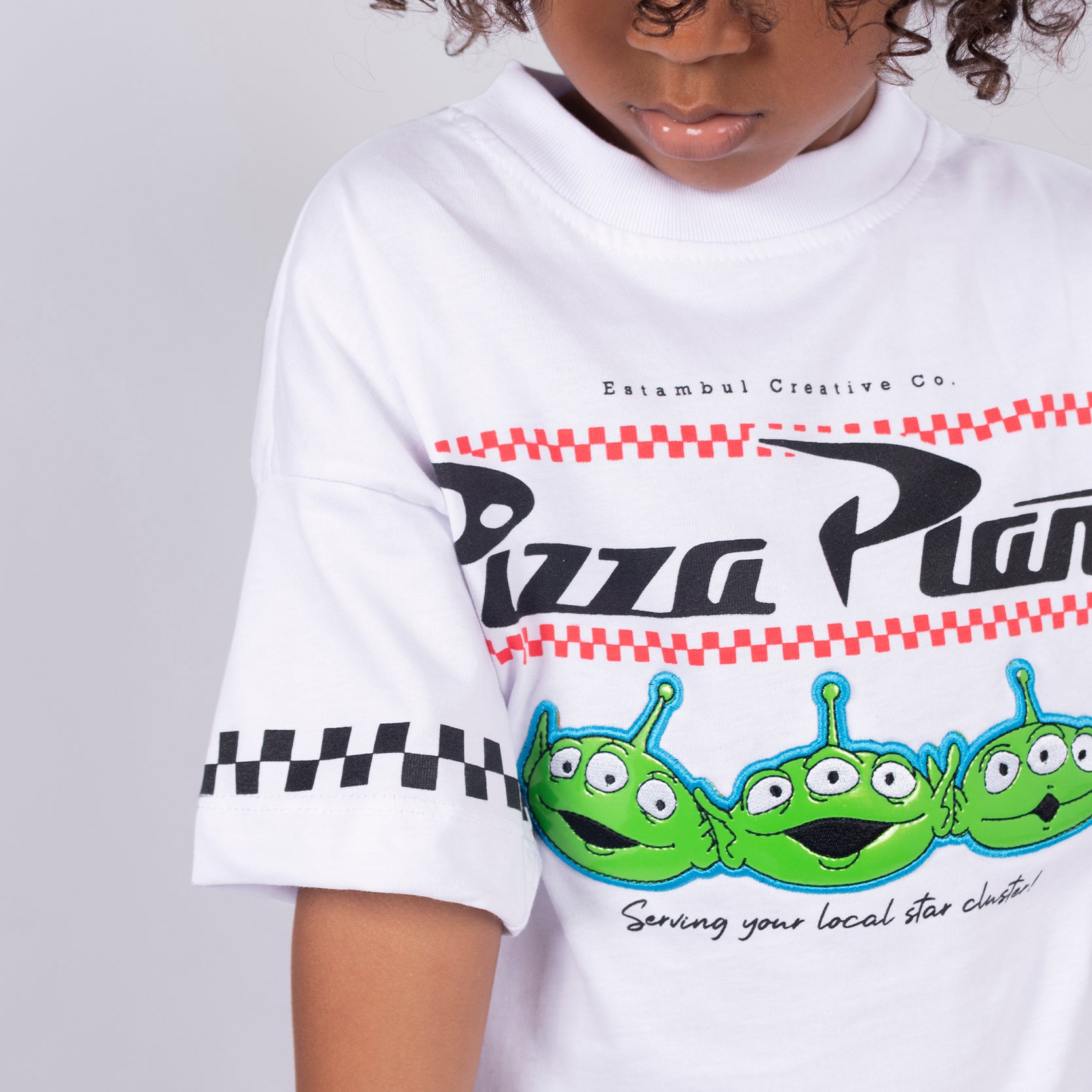 Oversize niño Pizza Planet