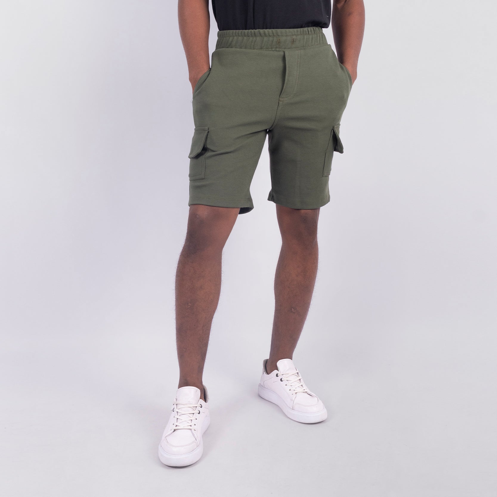 Pantaloneta hombre cargo verde