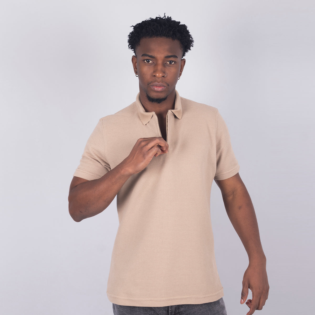 Polo hombre Textura Taupe