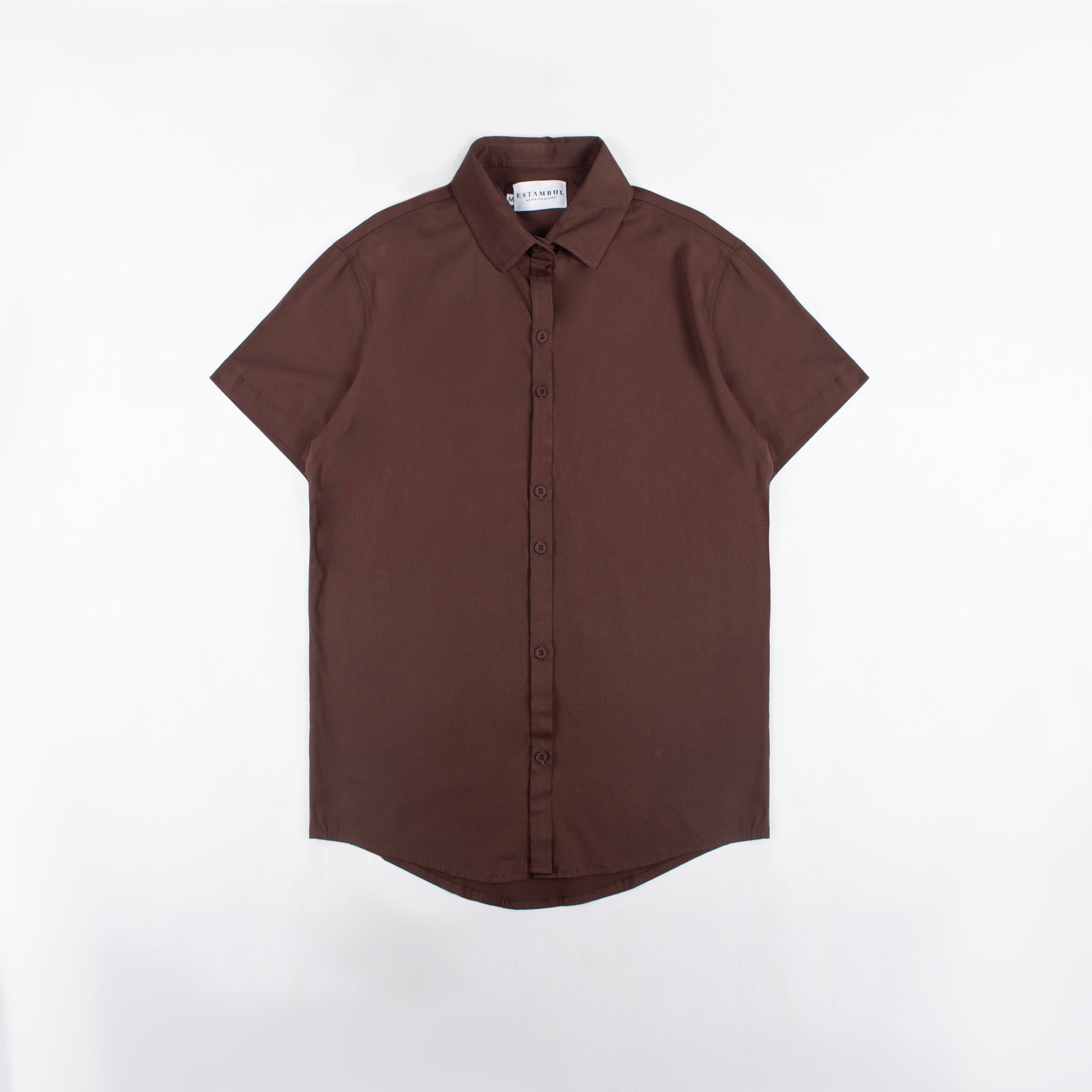 Camisa hombre cuello basica cafe