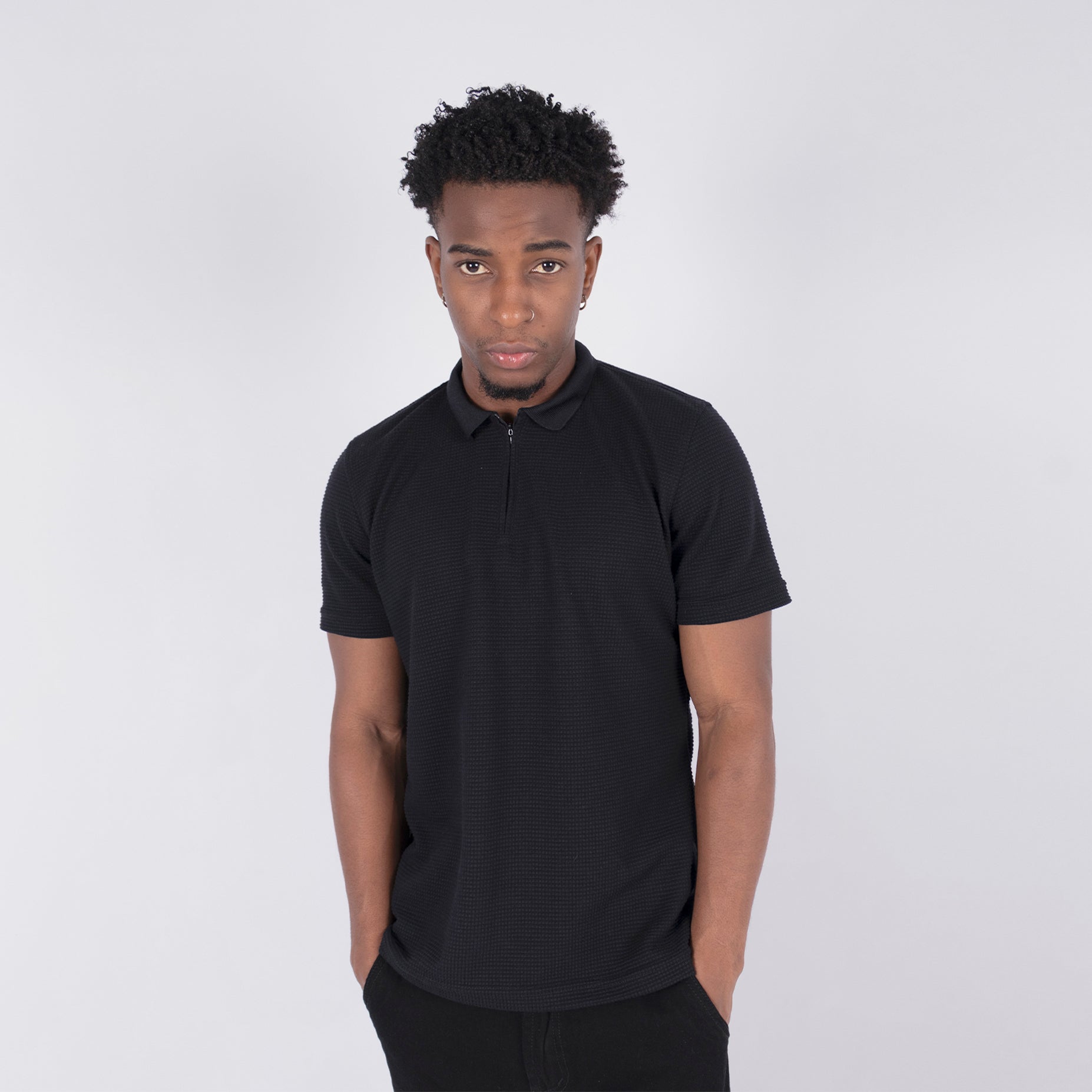Polo hombre Textura Negro