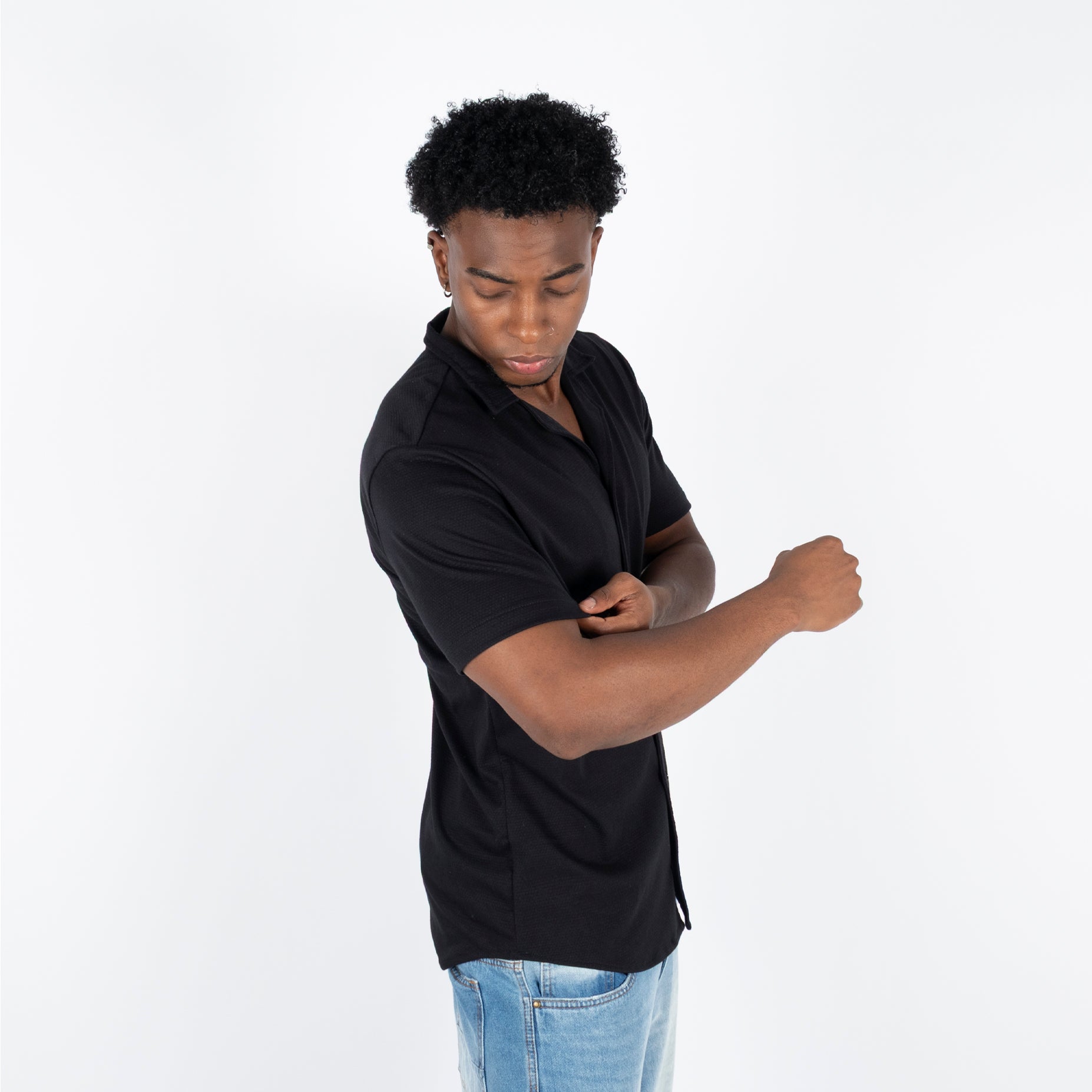 Camisa hombre textura negra