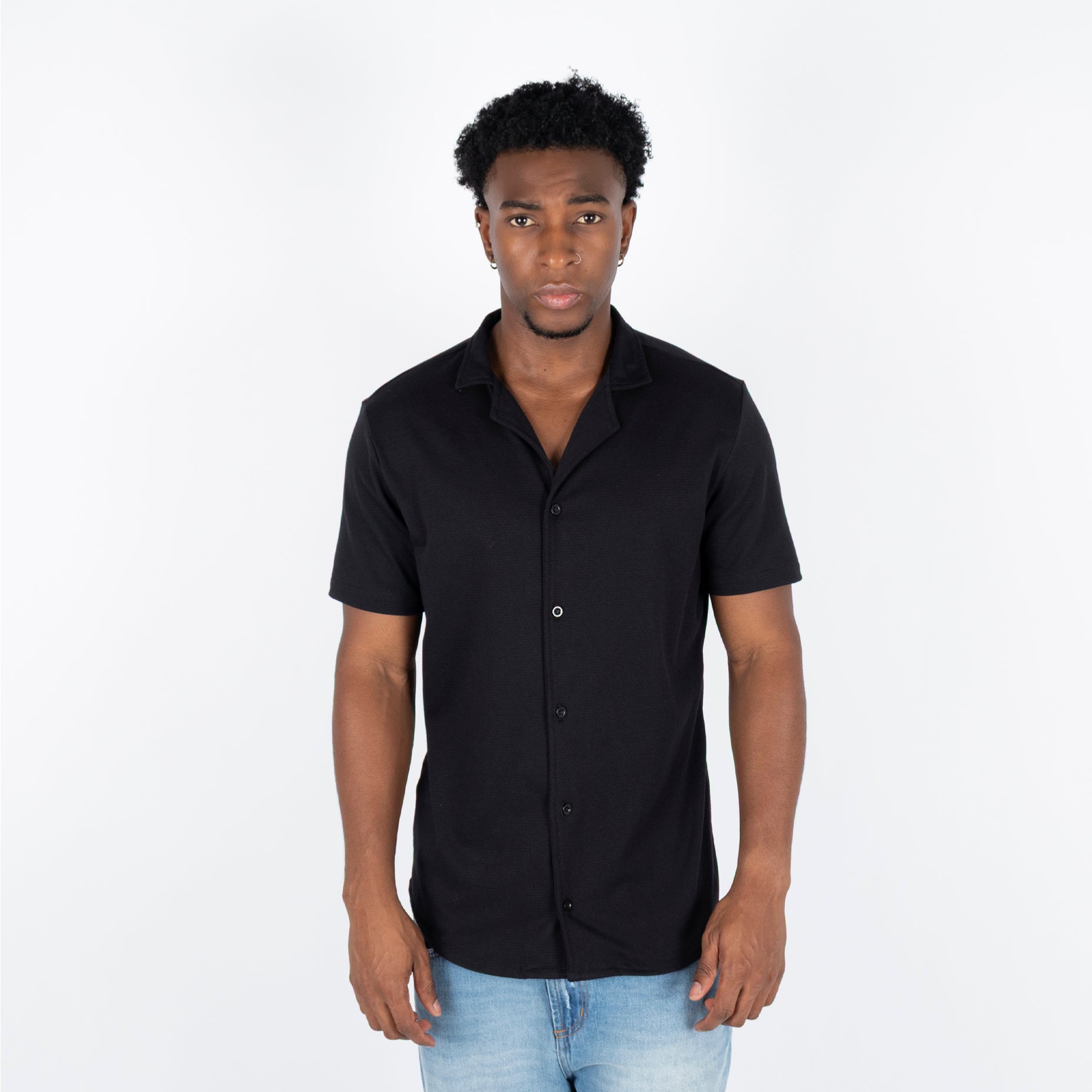 Camisa hombre textura negra