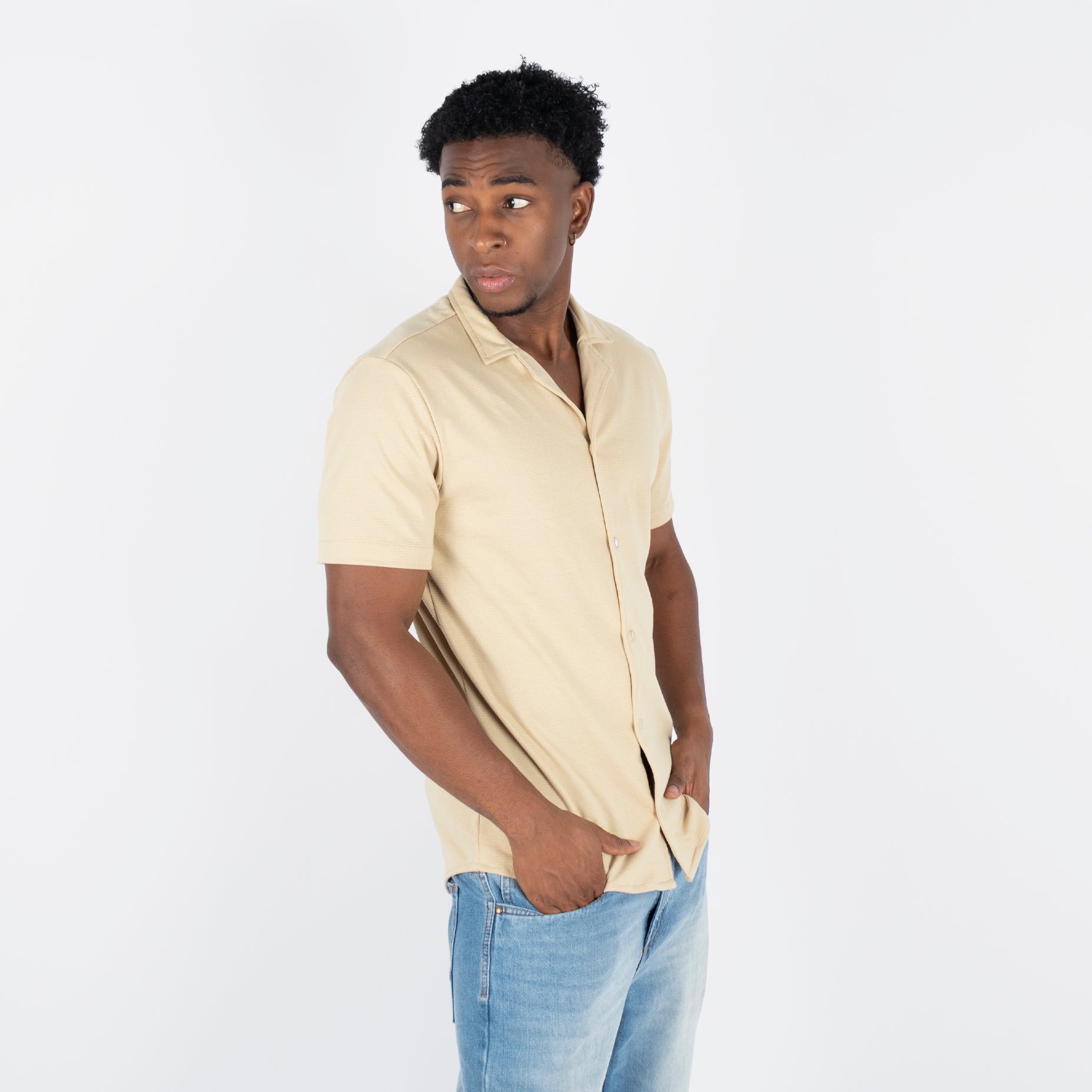 Camisa hombre textura camel