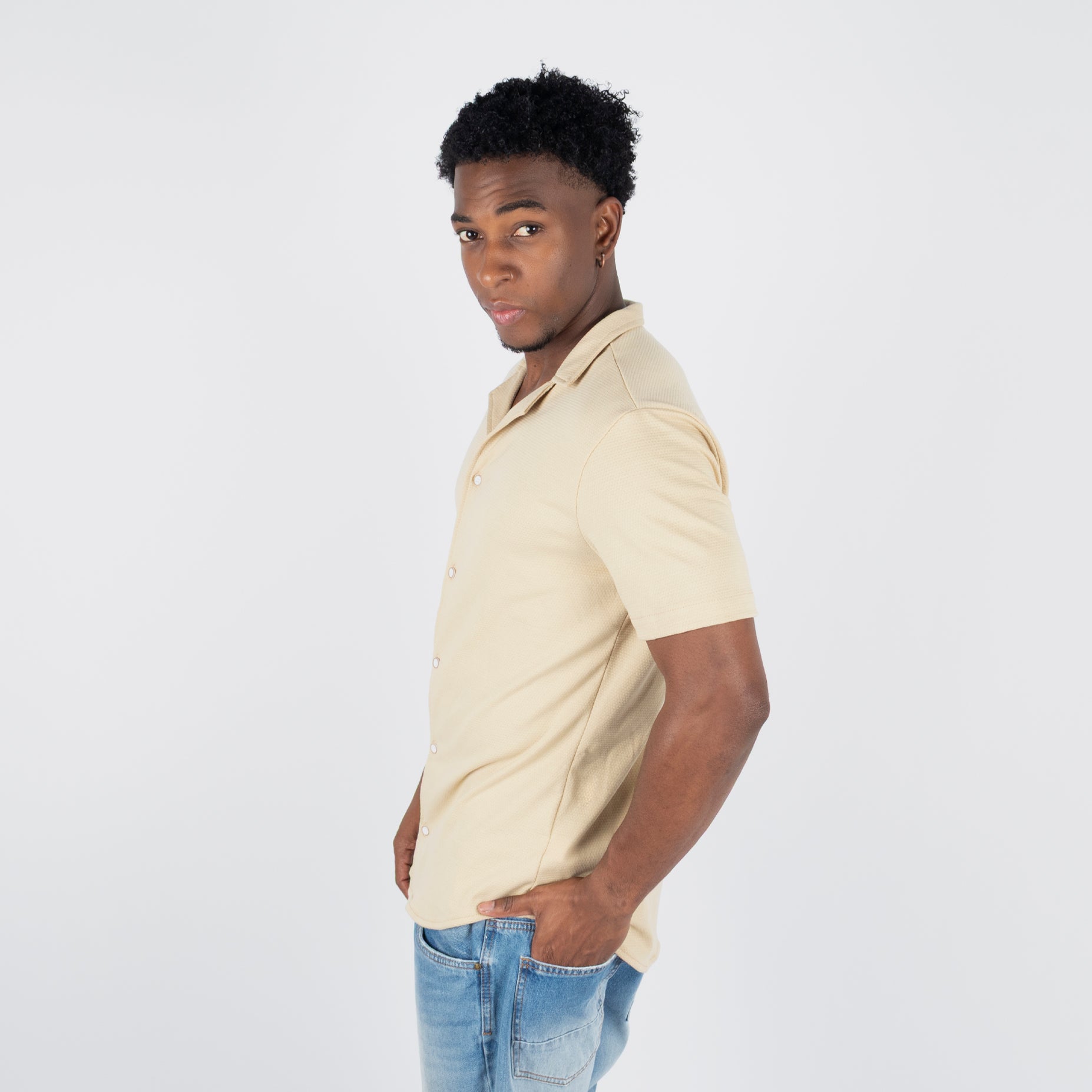 Camisa hombre textura camel