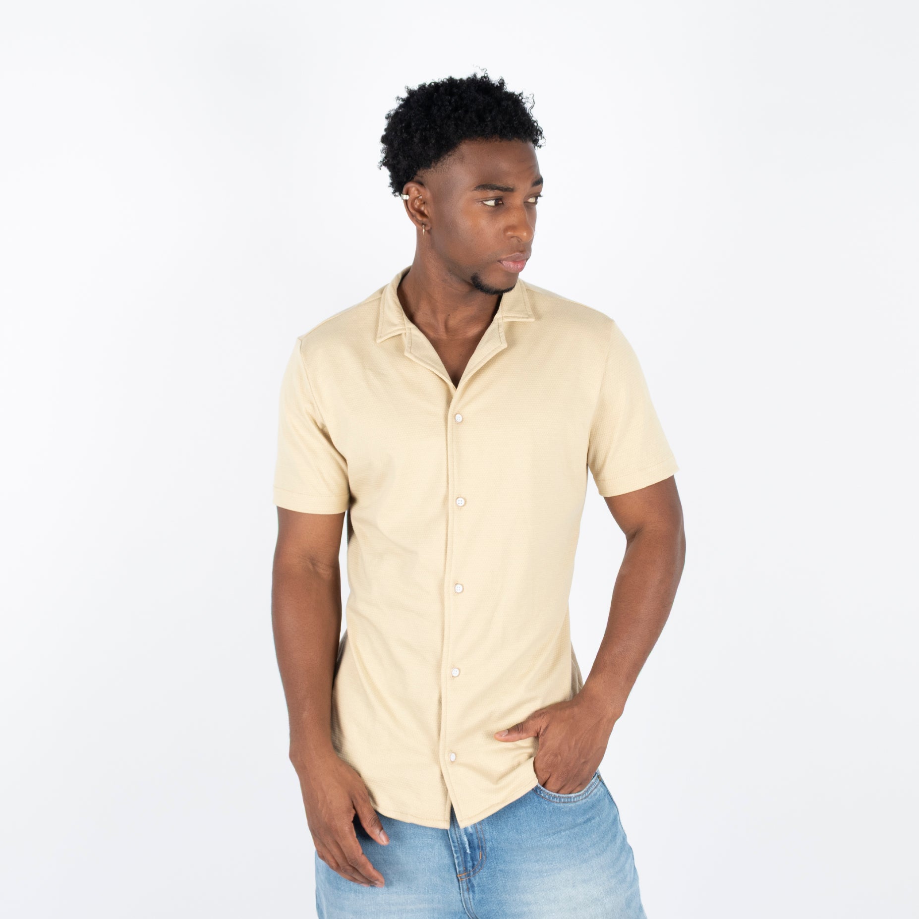 Camisa hombre textura camel