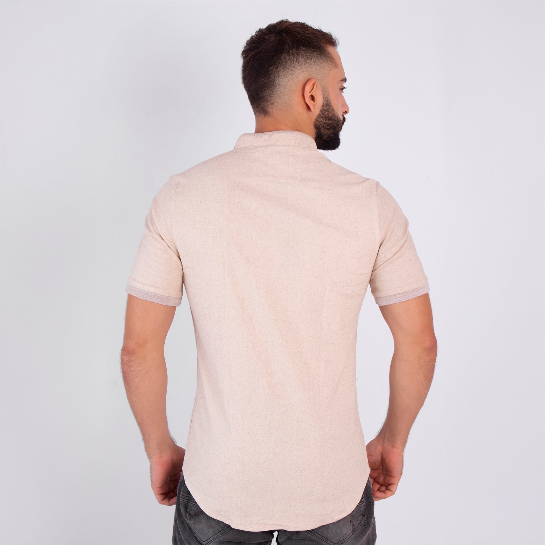 Camisa hombre basica beige