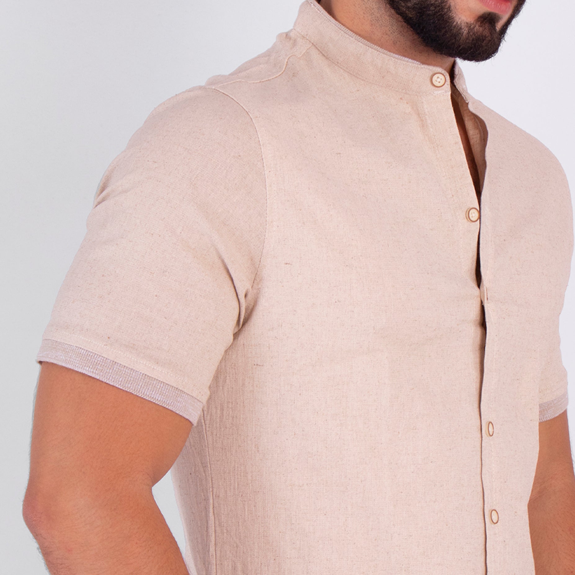 Camisa hombre basica beige