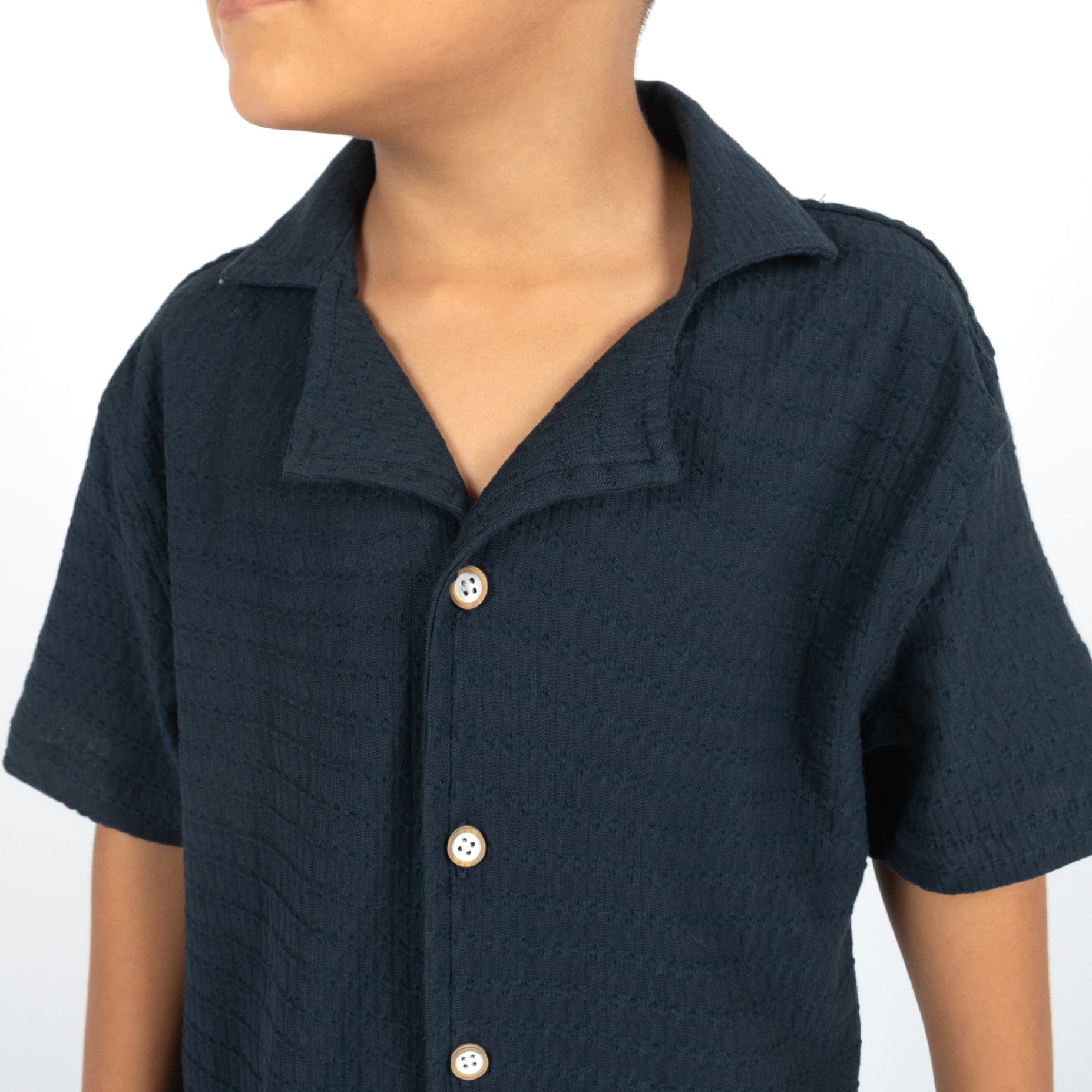 Camisa niño textura azul
