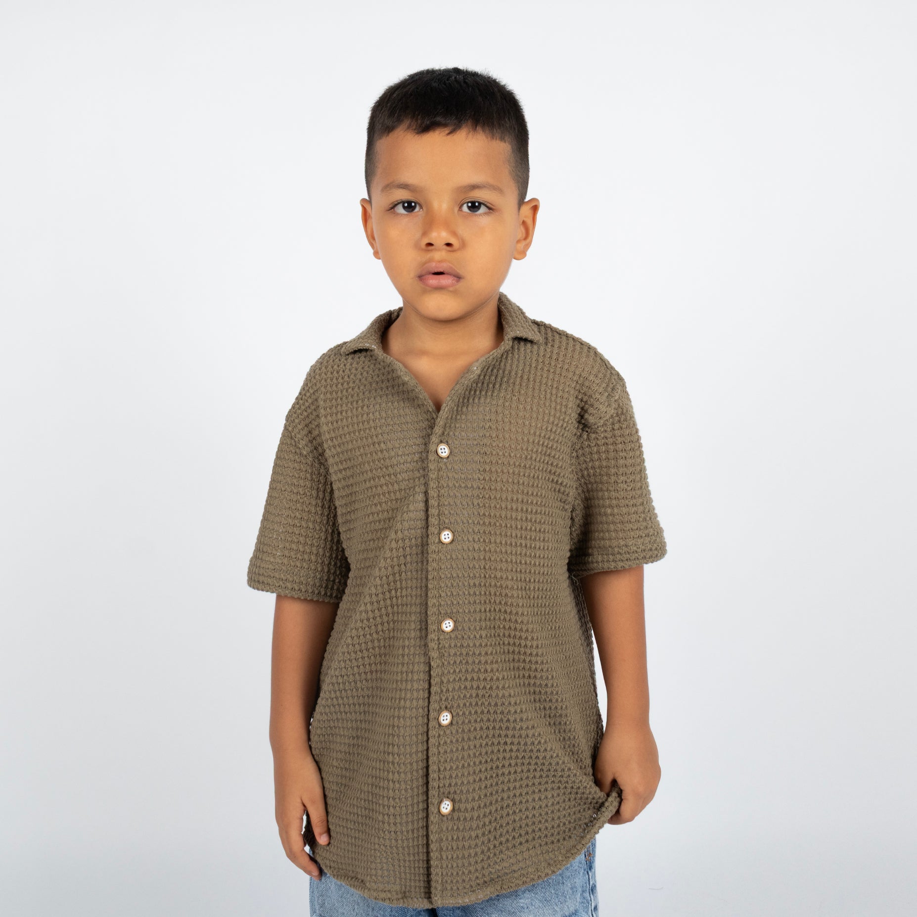 Camisa niño textura verde