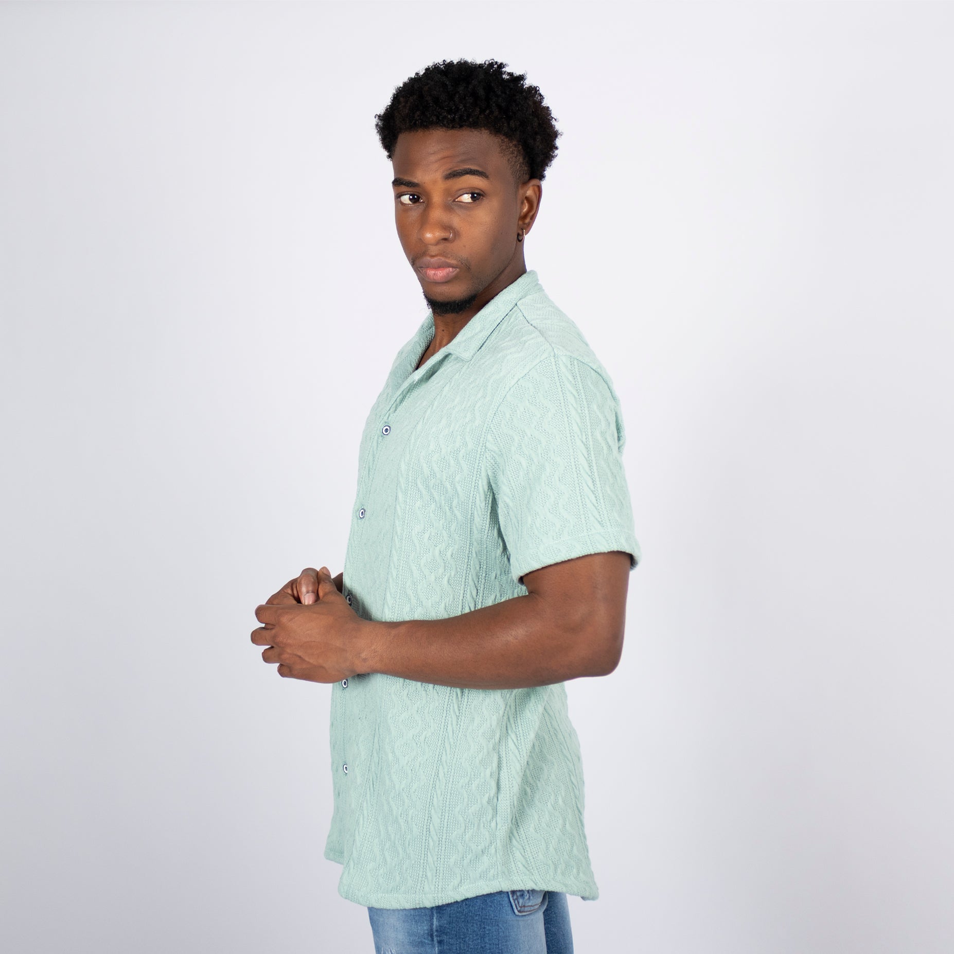 Camisa hombre textura petroleo