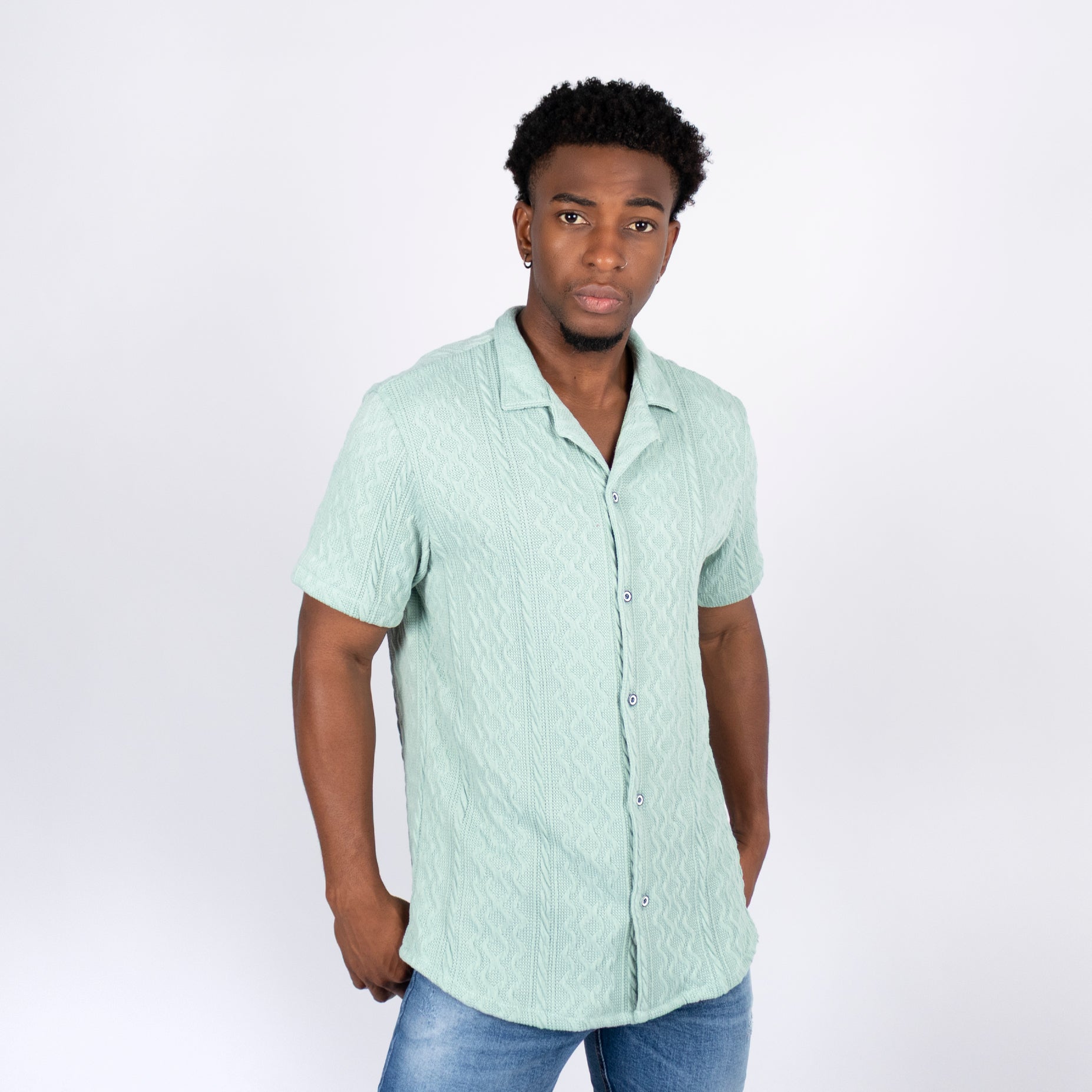 Camisa hombre textura petroleo