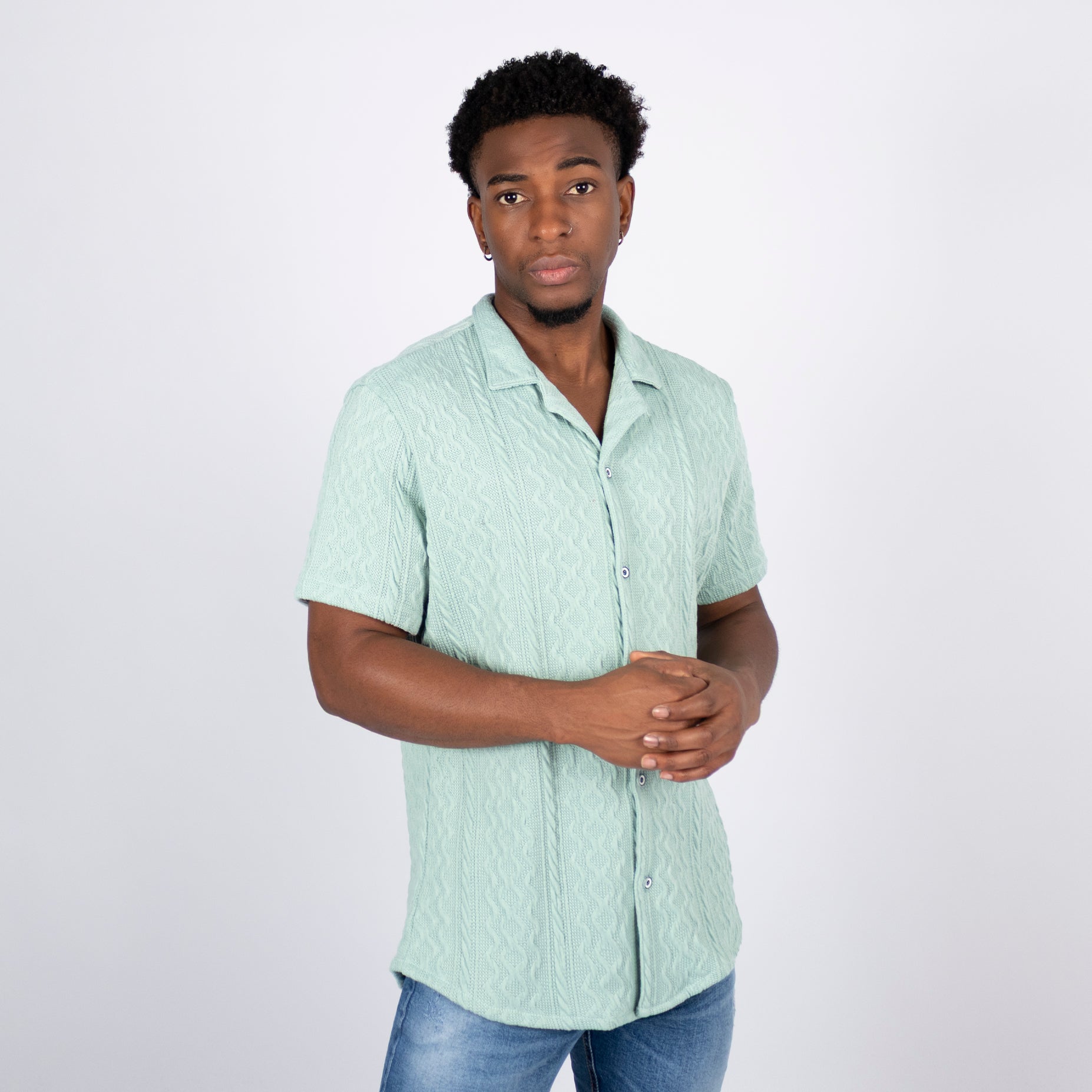 Camisa hombre textura petroleo