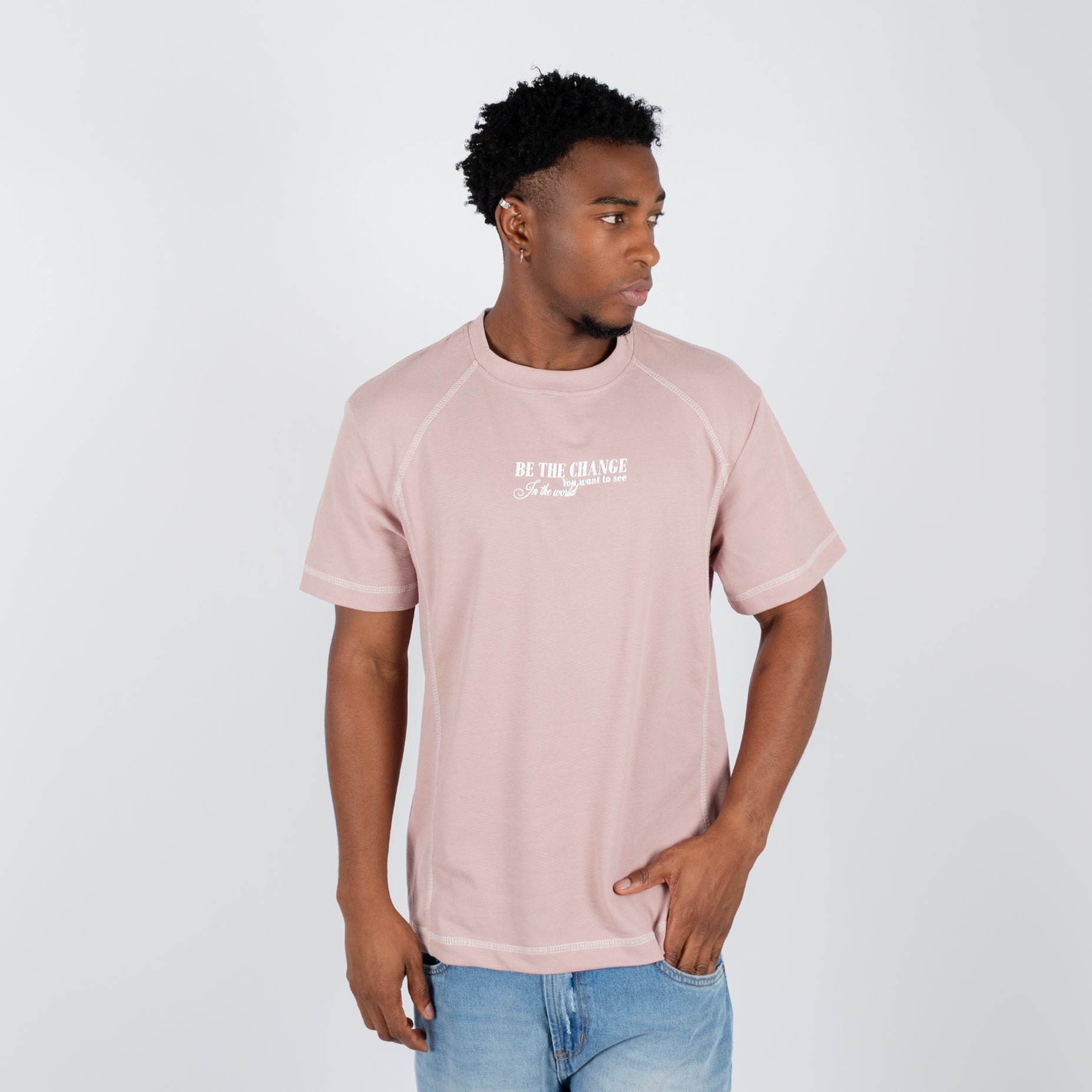 Camiseta hombre R. Textura rosada