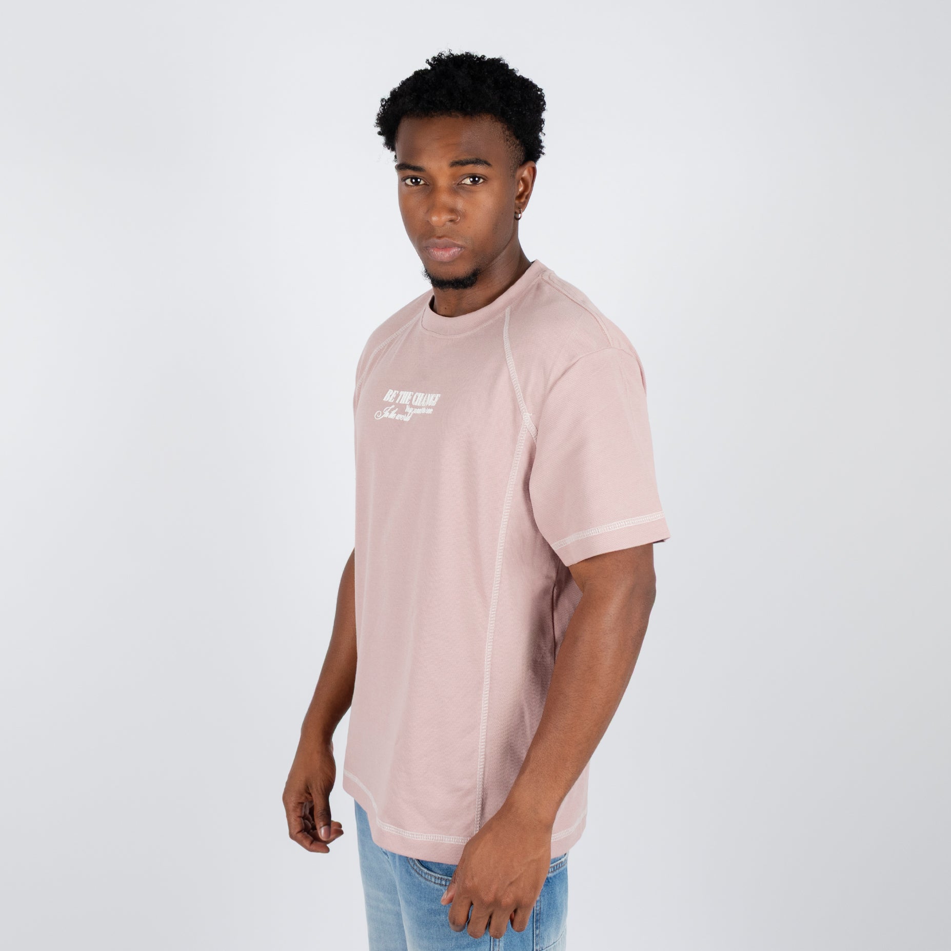 Camiseta hombre R. Textura rosada