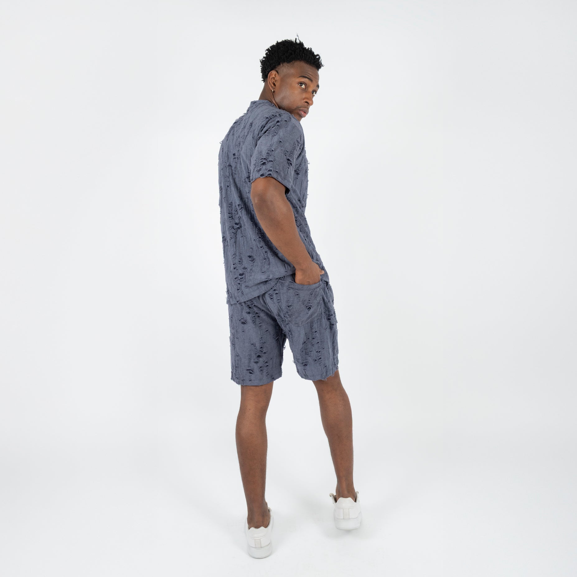 Conjunto hombre textura azul