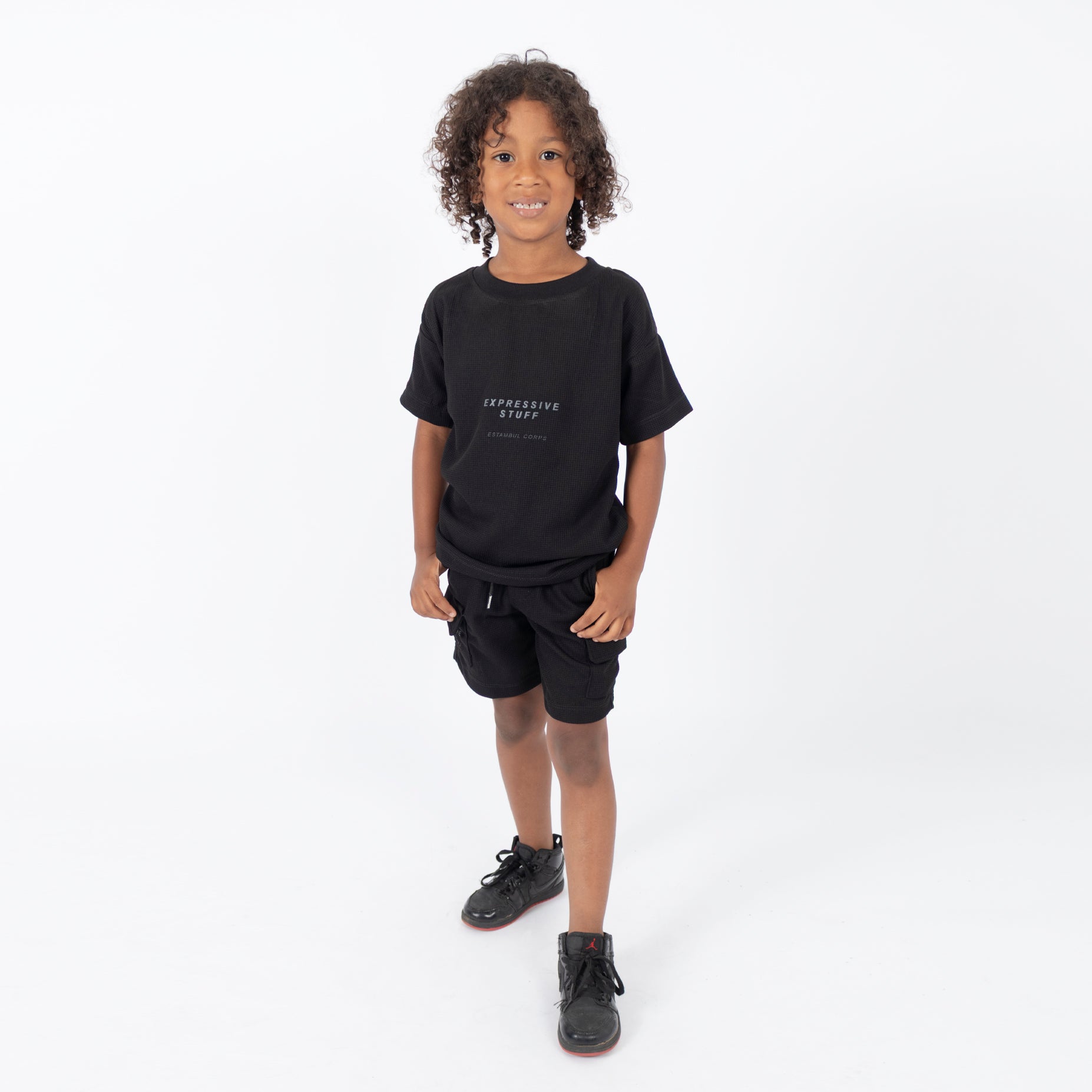 Conjunto niño textura negro