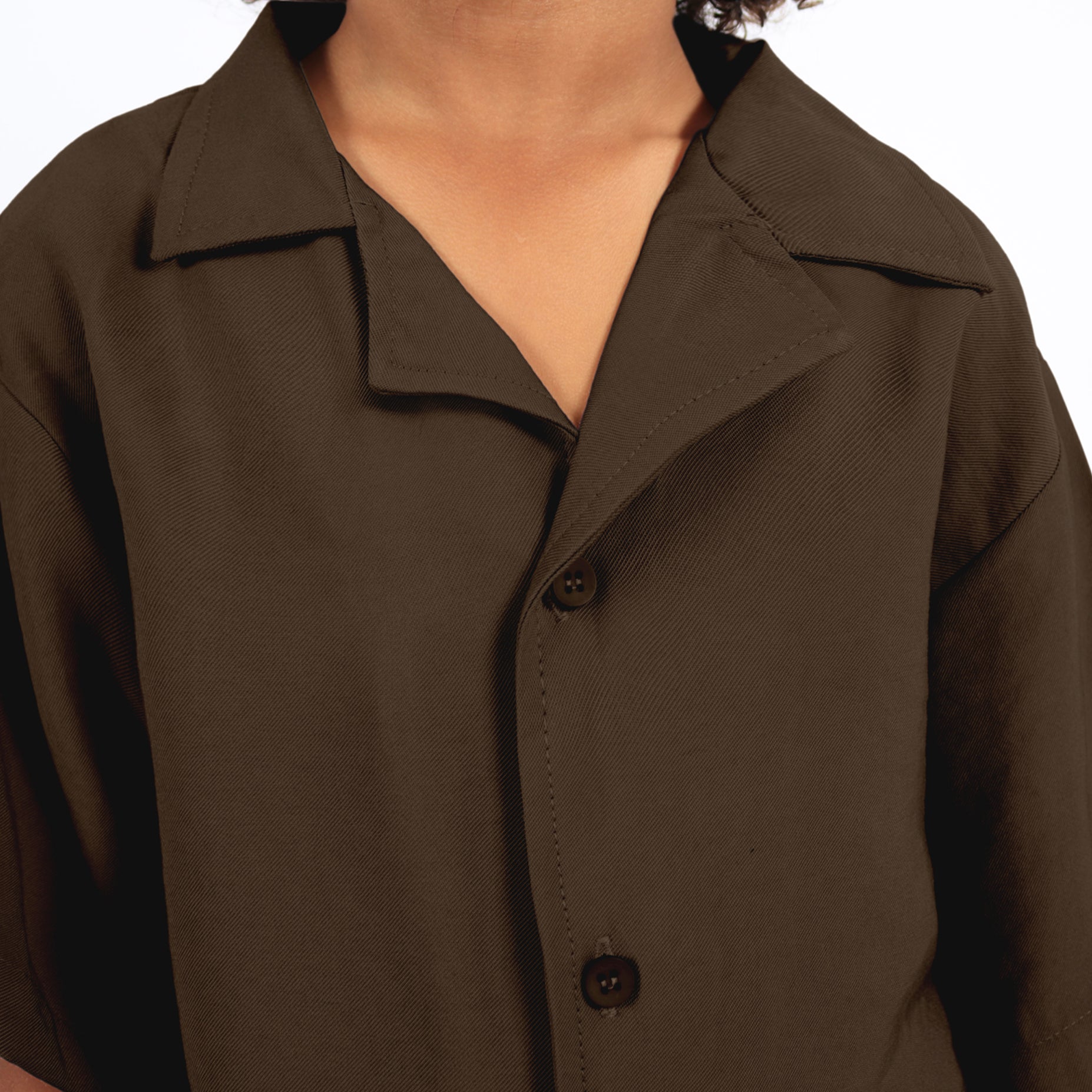 Conjunto niño camisa cuello chocolate