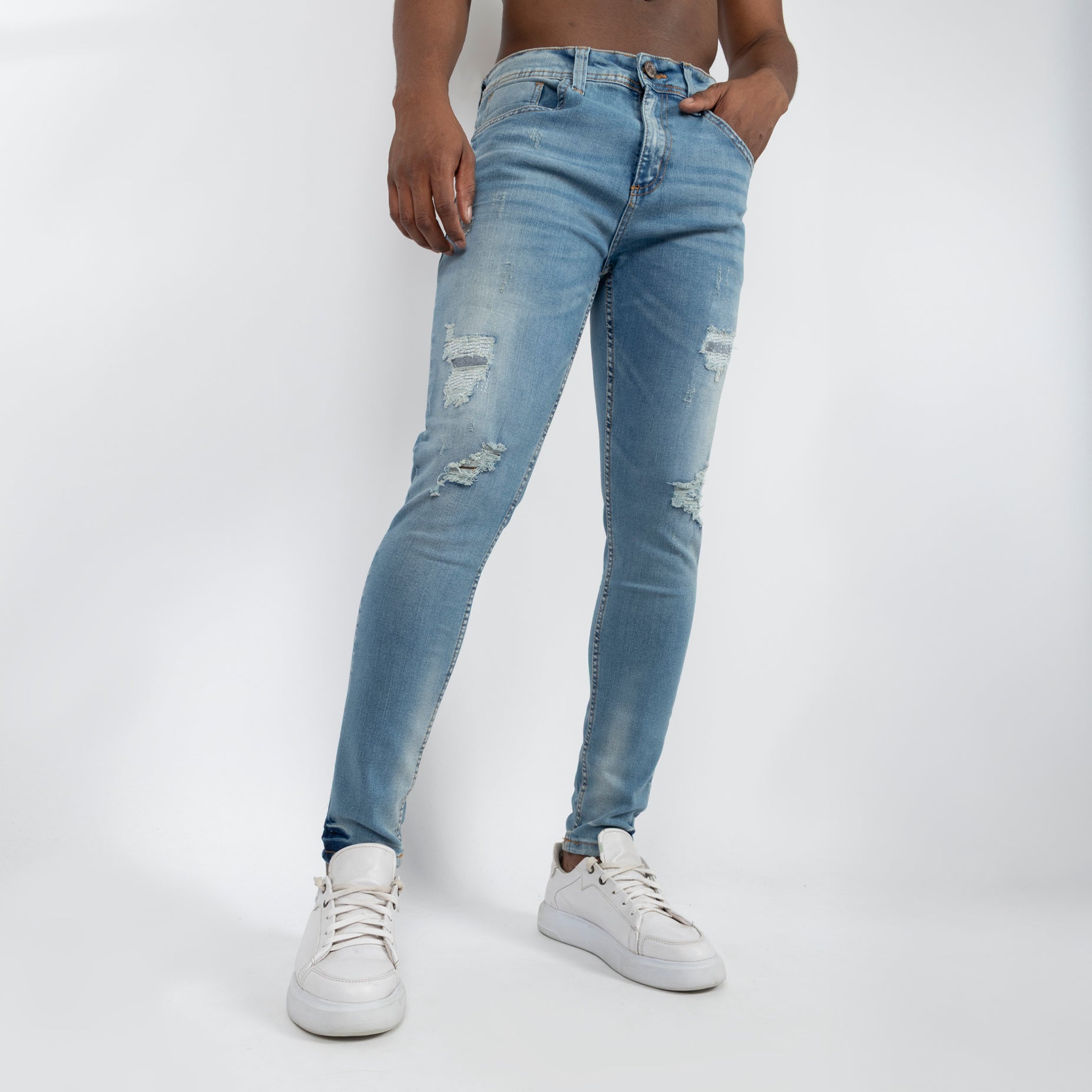 Jean hombre skinny azul rotos