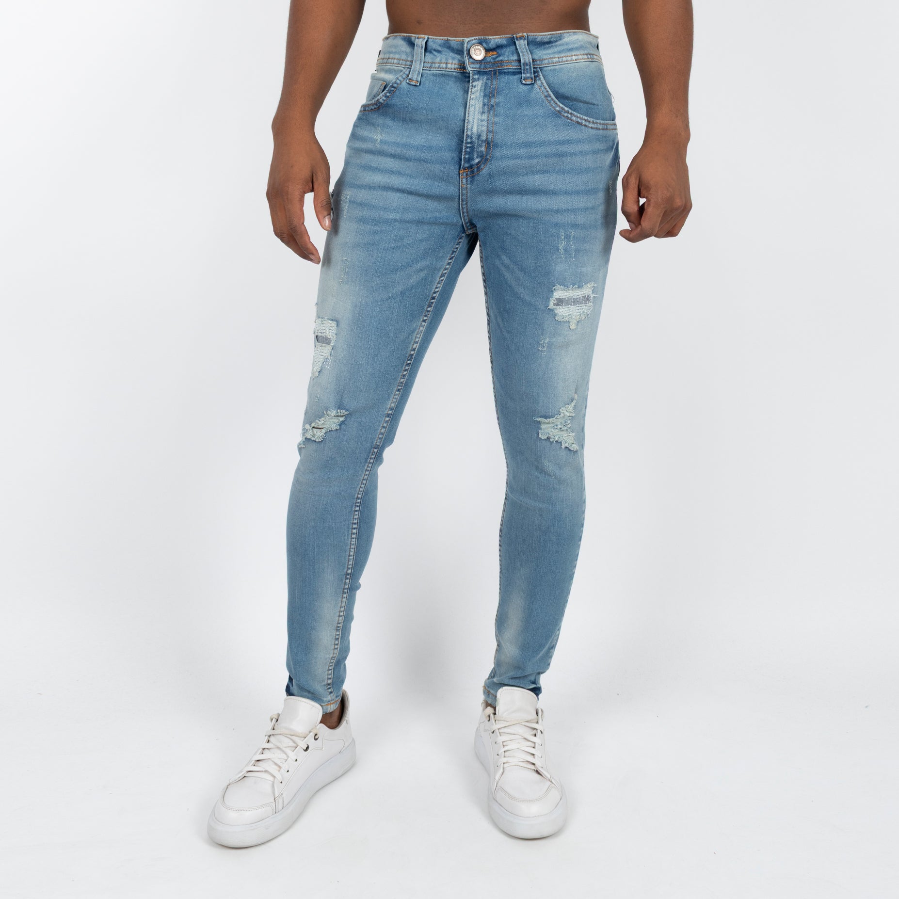 Jean hombre skinny azul rotos