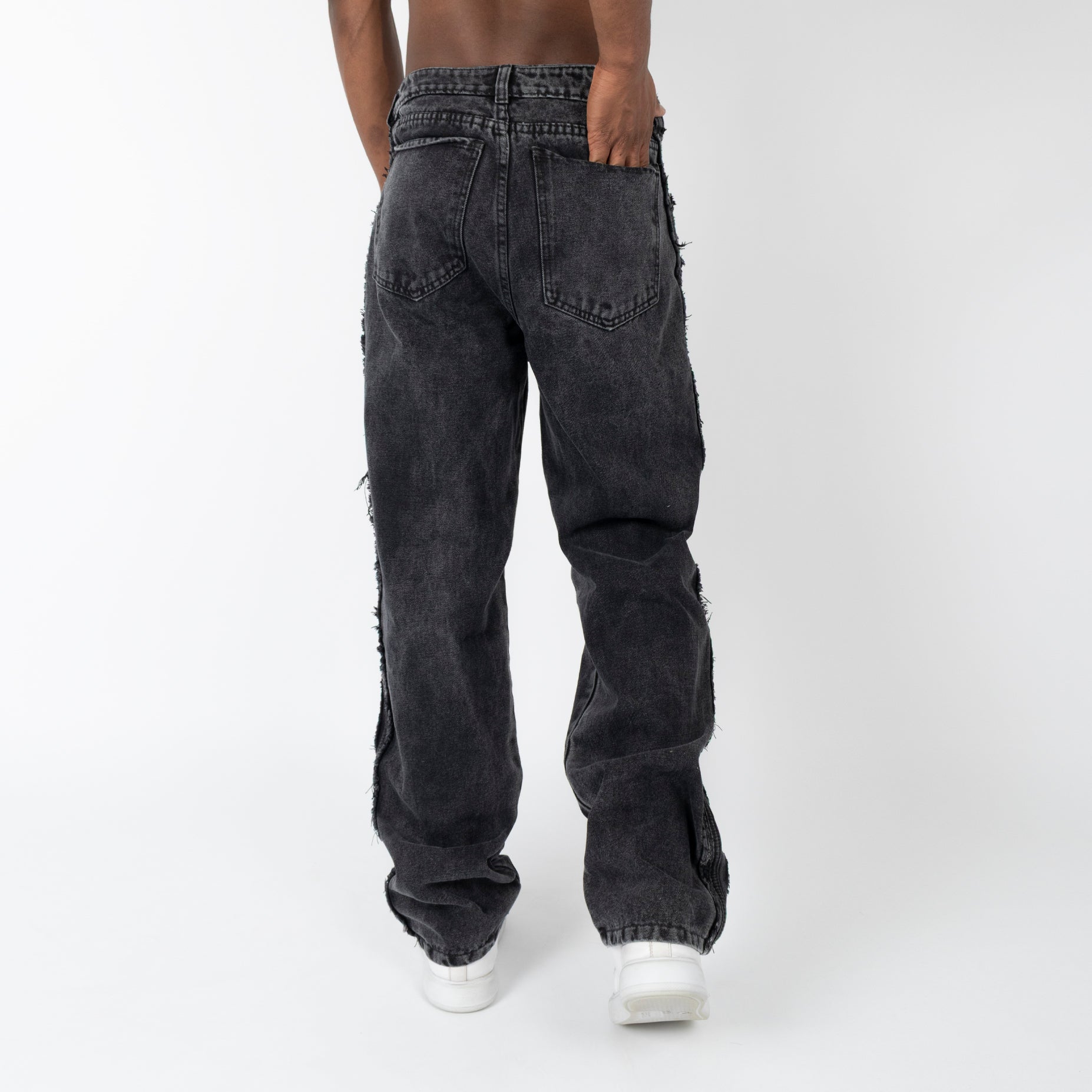 Jean hombre baggy gris liso