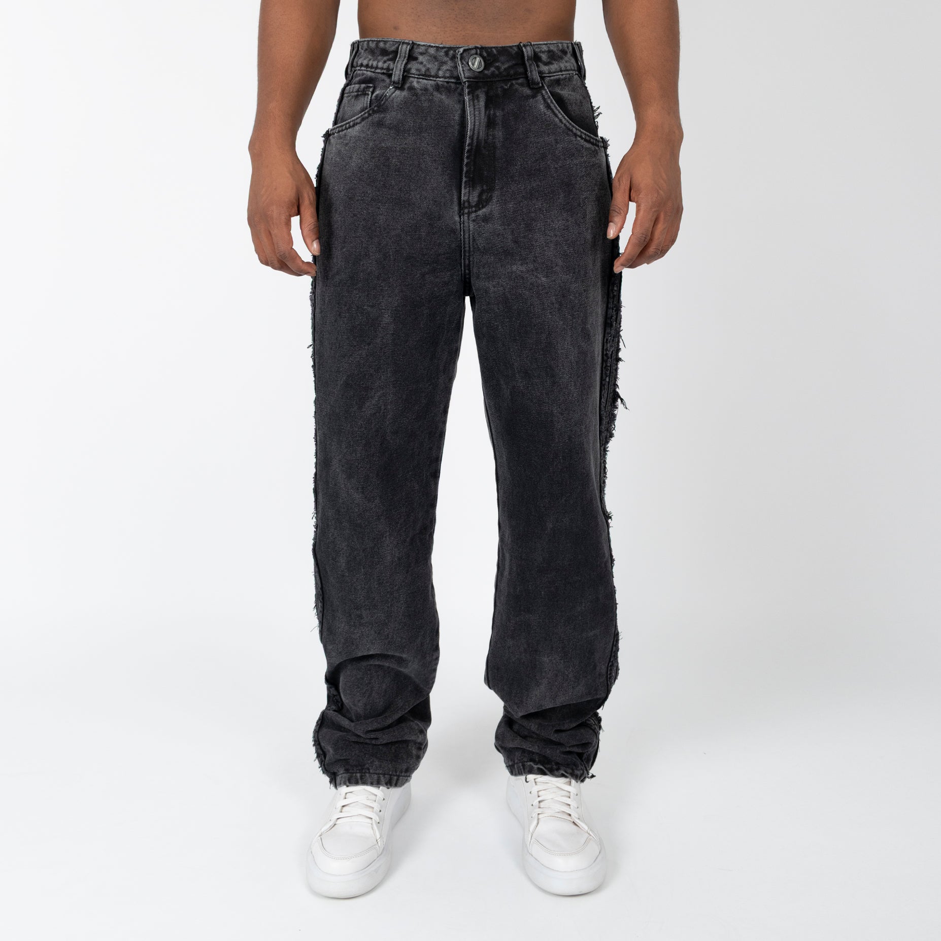 Jean hombre baggy gris liso