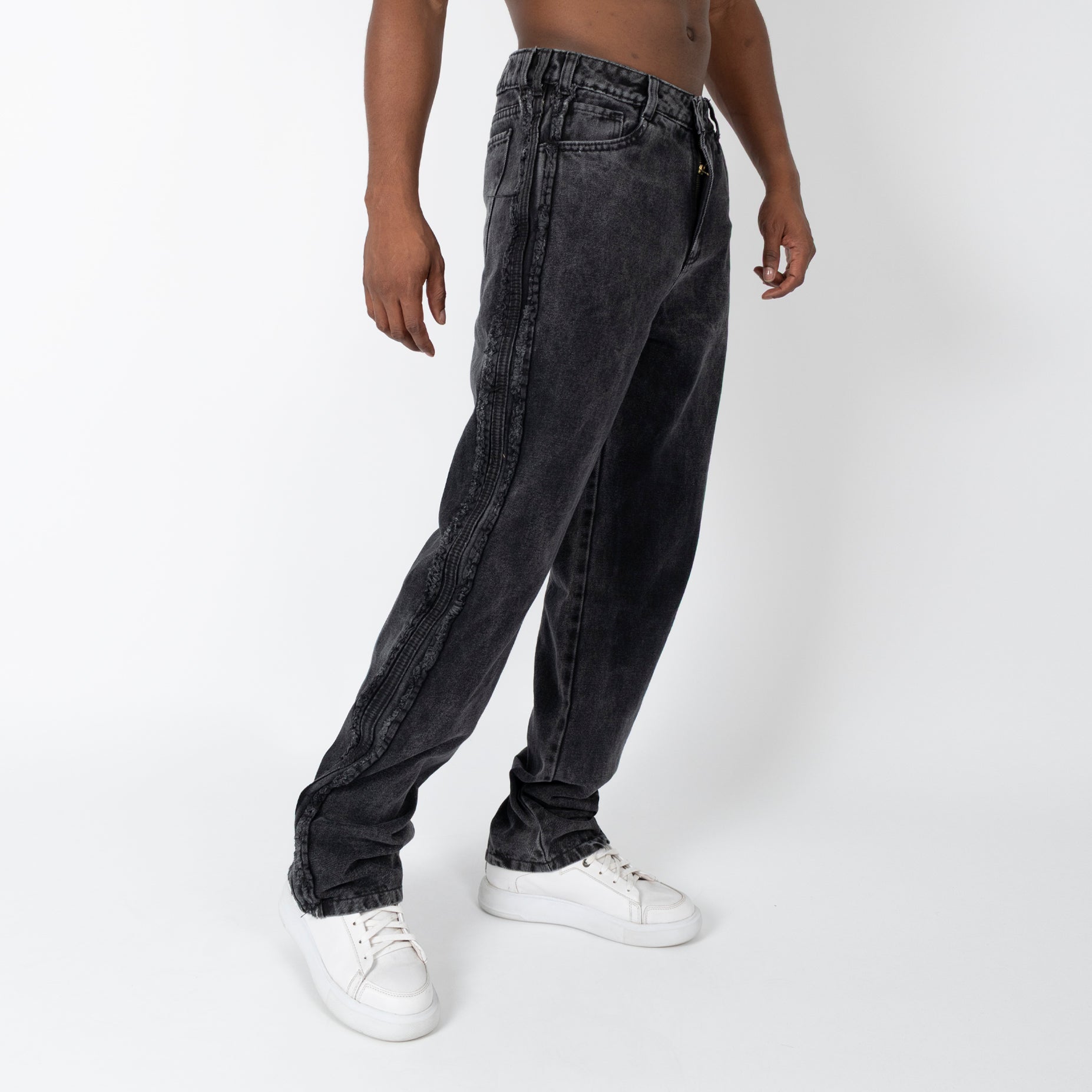 Jean hombre baggy gris liso