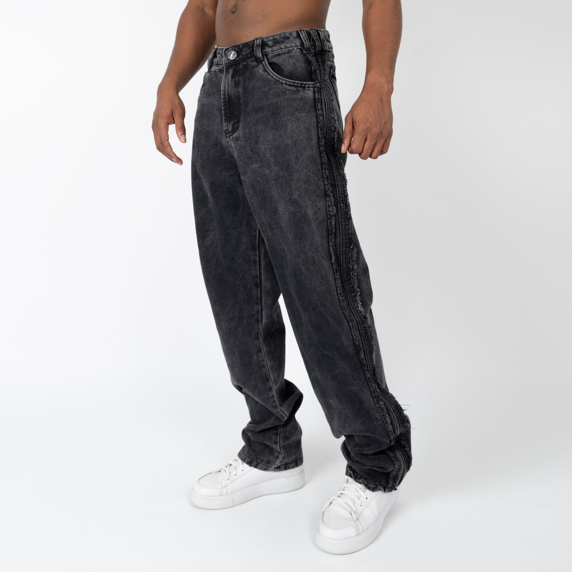 Jean hombre baggy gris liso
