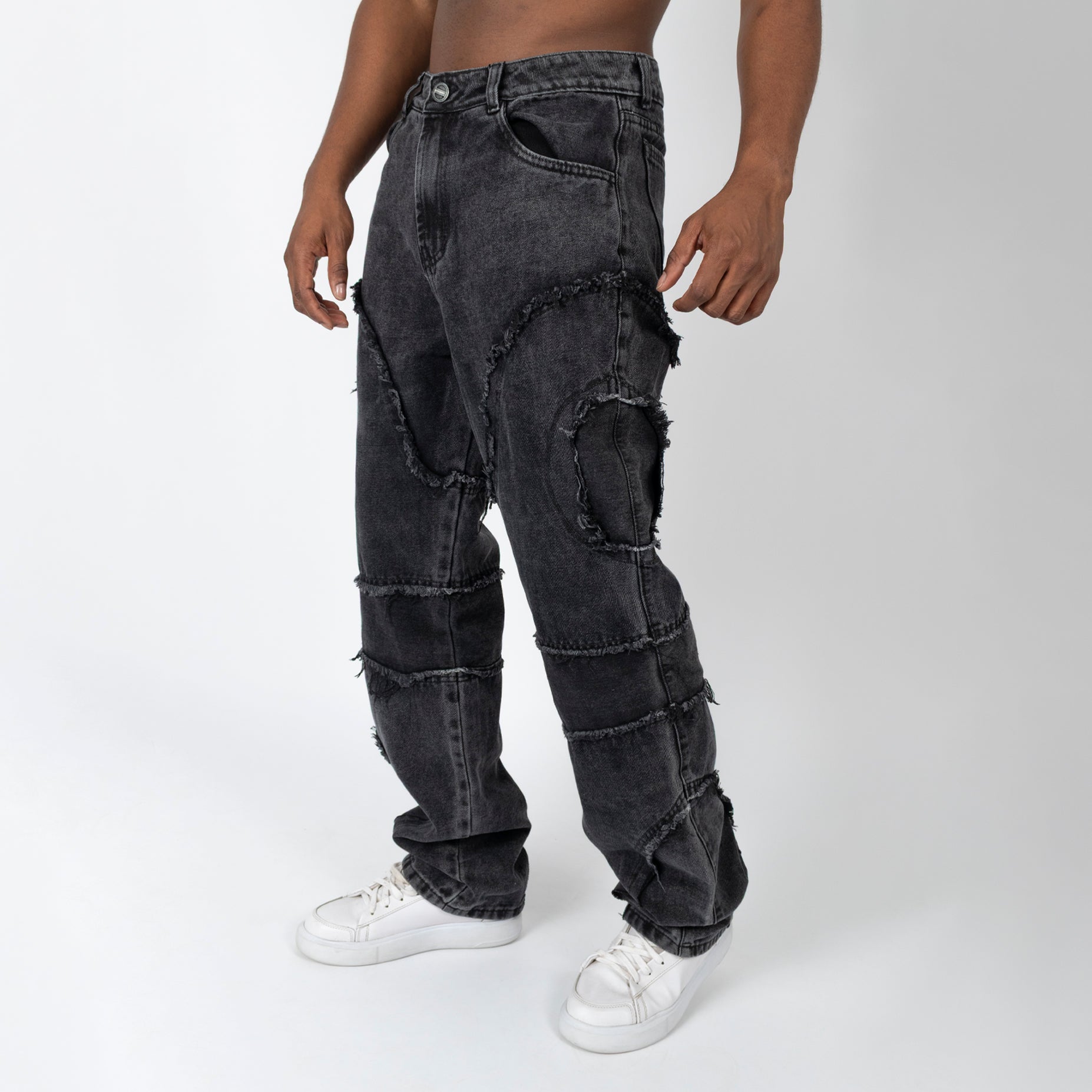 Jean hombre baggy gris  costuras