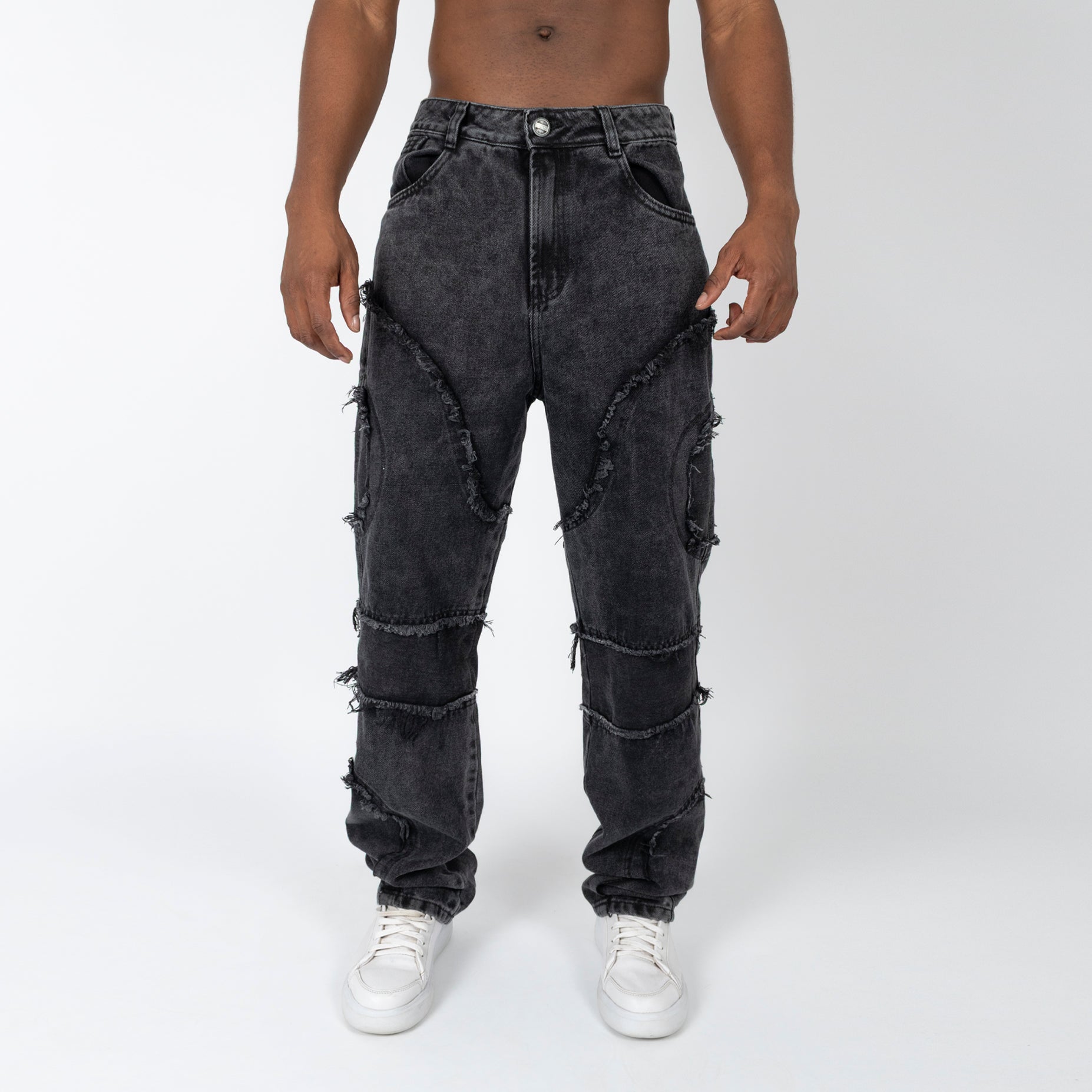 Jean hombre baggy gris  costuras