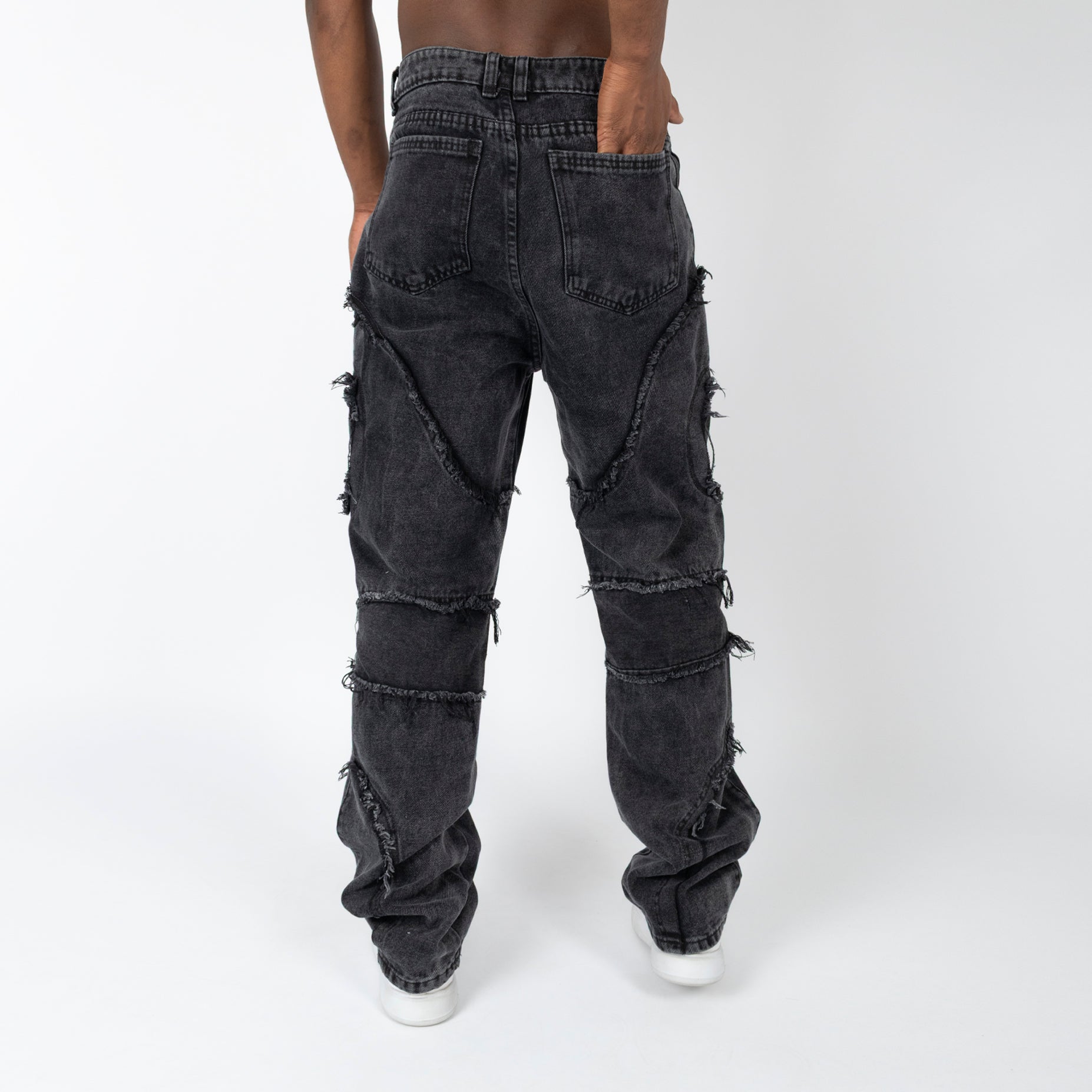 Jean hombre baggy gris  costuras