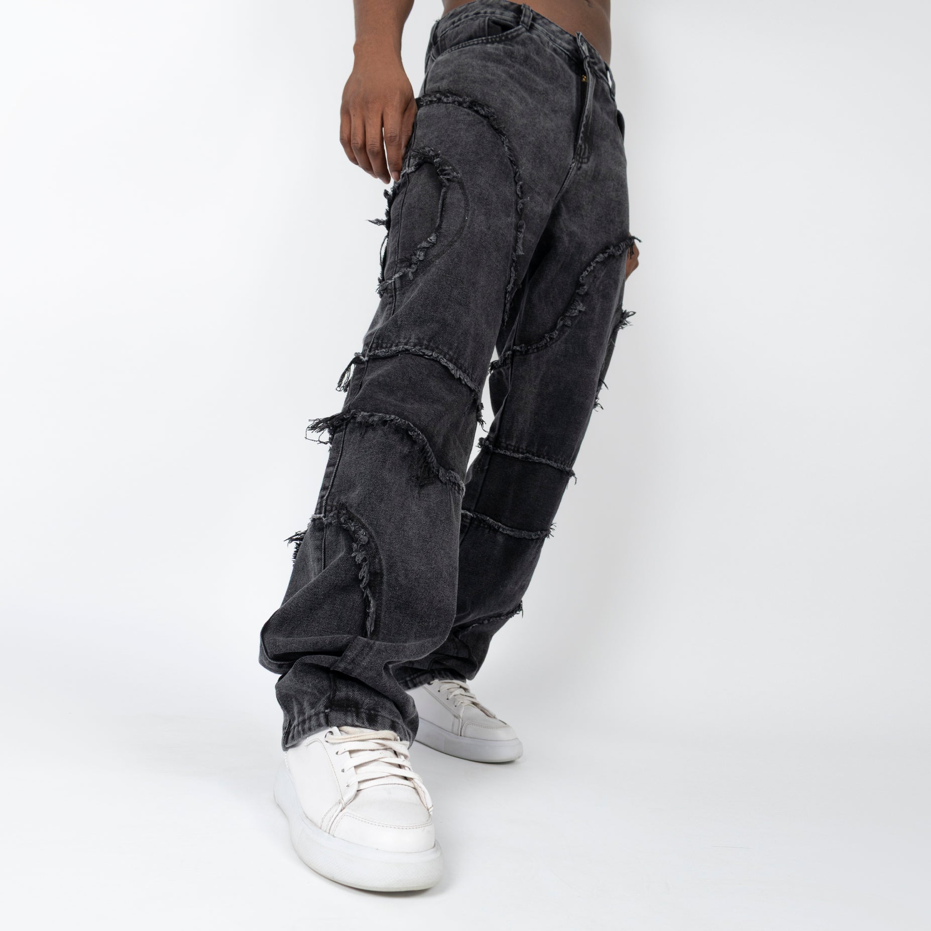 Jean hombre baggy gris  costuras