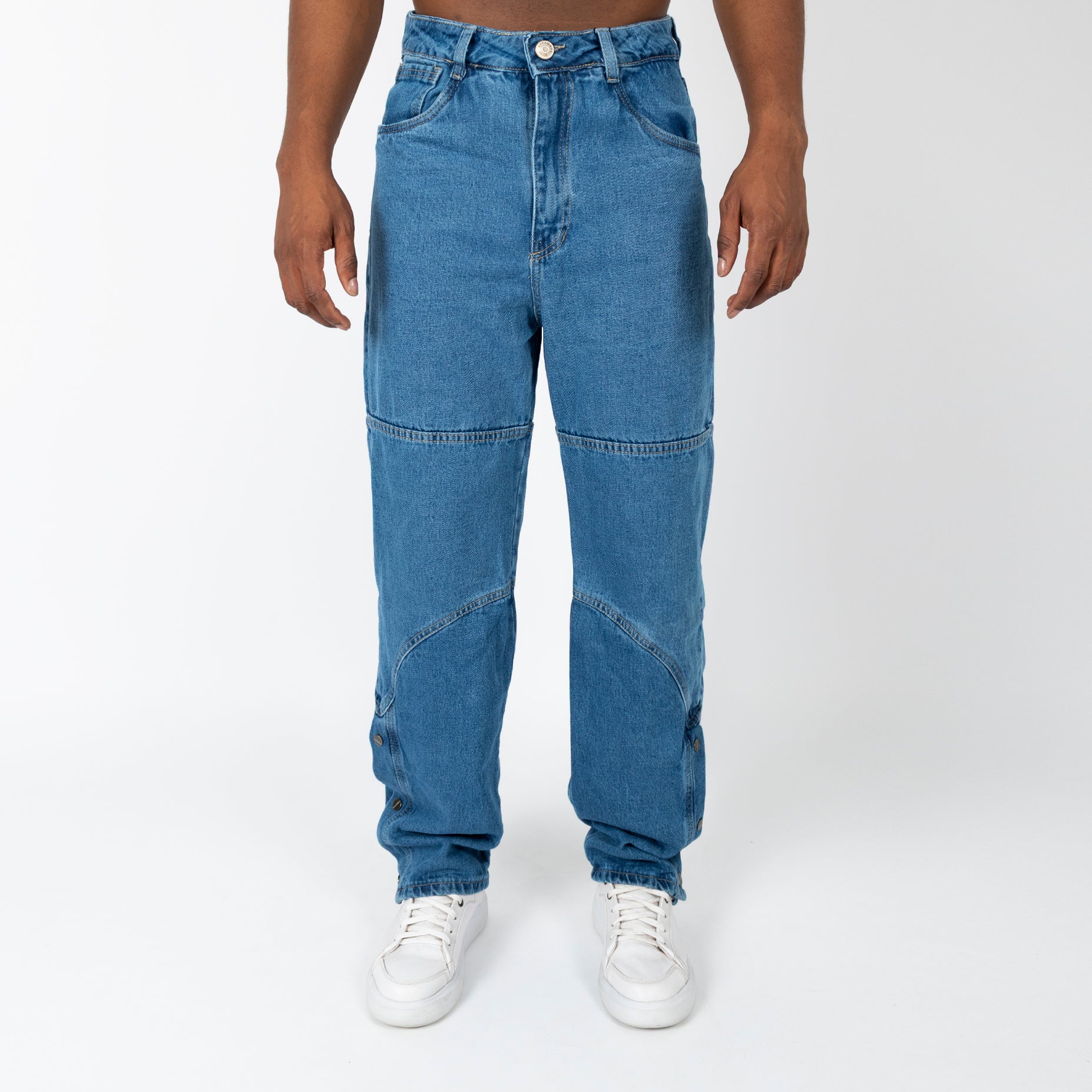 Jean hombre baggy azul liso